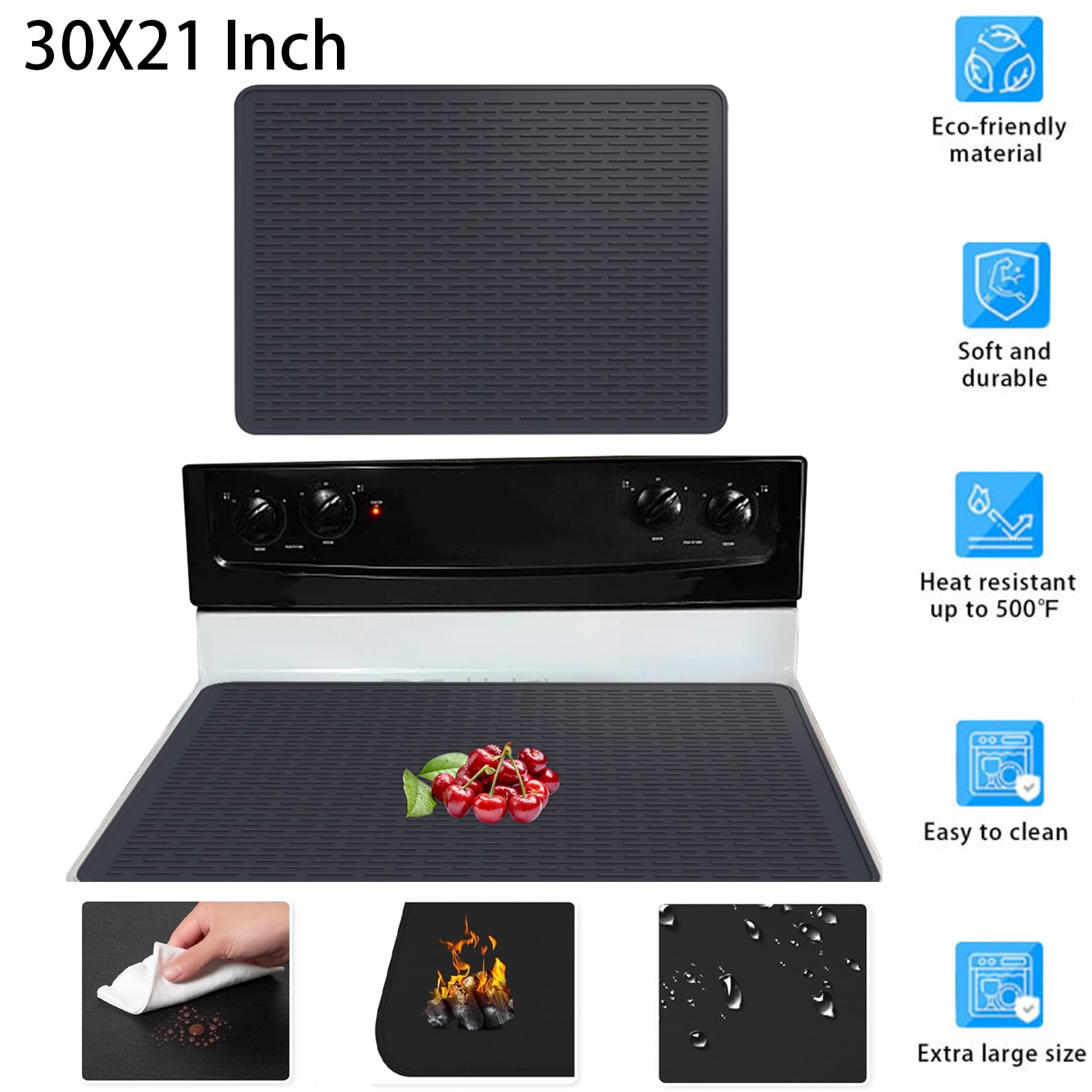 Stove Top Covers Electric Stove Cover Mat, 30X21 inch Silicone Glass