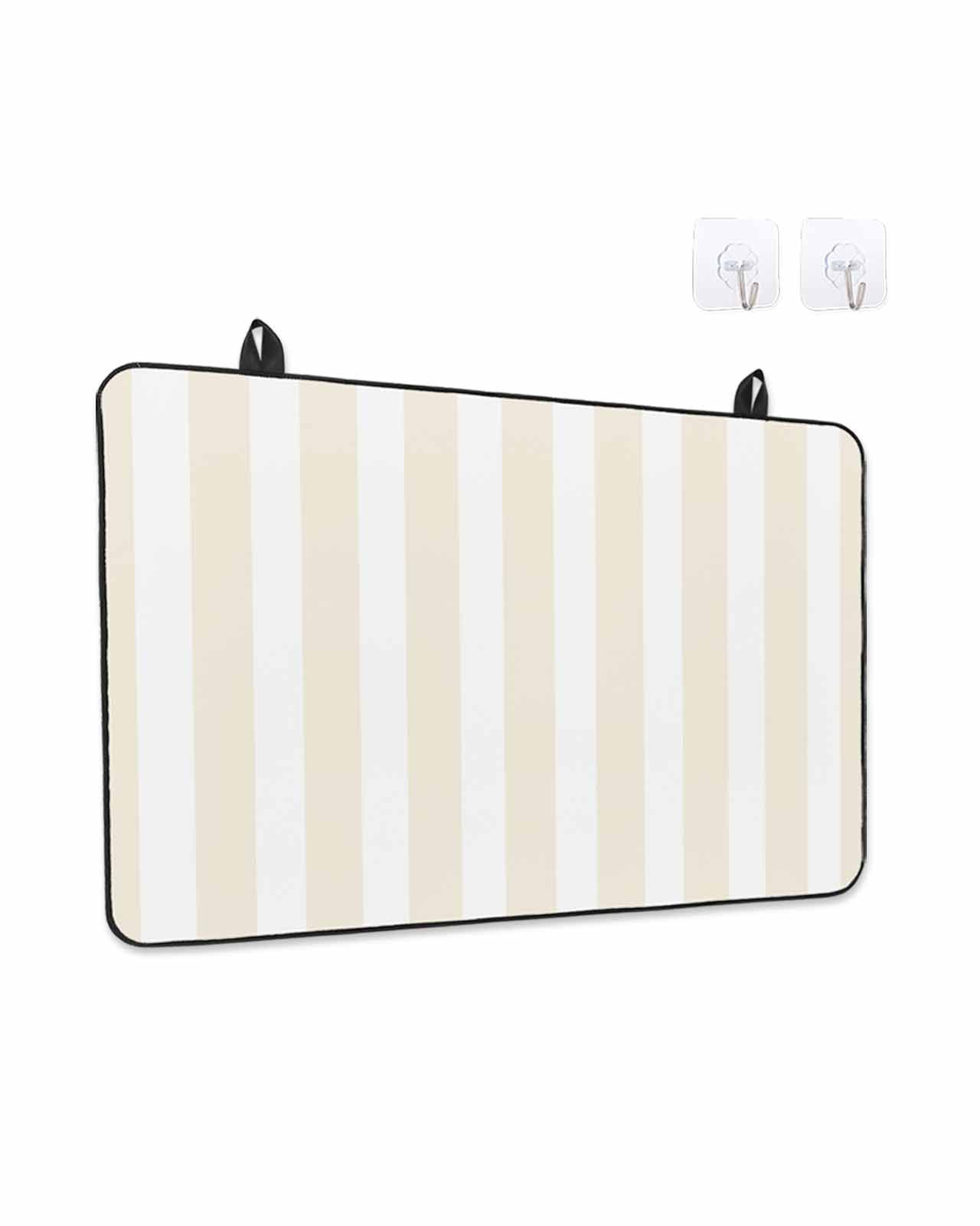 Stove Top Covers for Electric Stove, Cream Striped Kitchen Glass Ceramic Electric Cooktop Covers 28.5''x20.5'', Modern Farmhouse Cream White Stripes HeatResistant Oven/Countertop/Dishwasher Protector