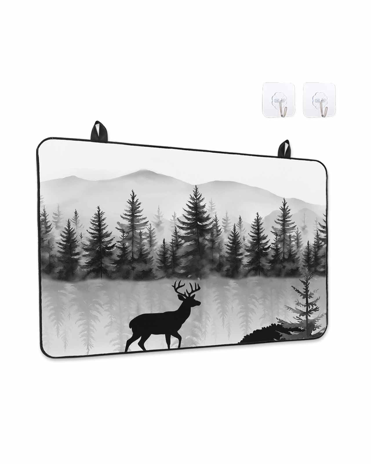 Stove Top Covers for Electric Stove, Deer Forest Glass Stovetop Cover Protector, Retro Country Trees Mountain Nature Scenery Induction Cooktop Protector Oven Mat for Kitchen Countertop 24"x21"