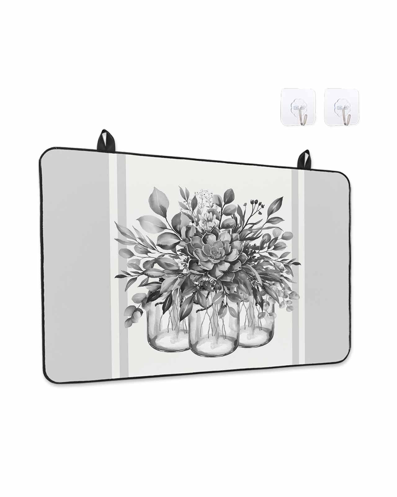 Stove Top Covers for Electric Stove, Eucalyptus Gray Glass Stovetop Cover Protector, Stripes Bottle Flower Cactus Plant Induction Cooktop Protector Oven Mat for Kitchen Countertop 24"x21"
