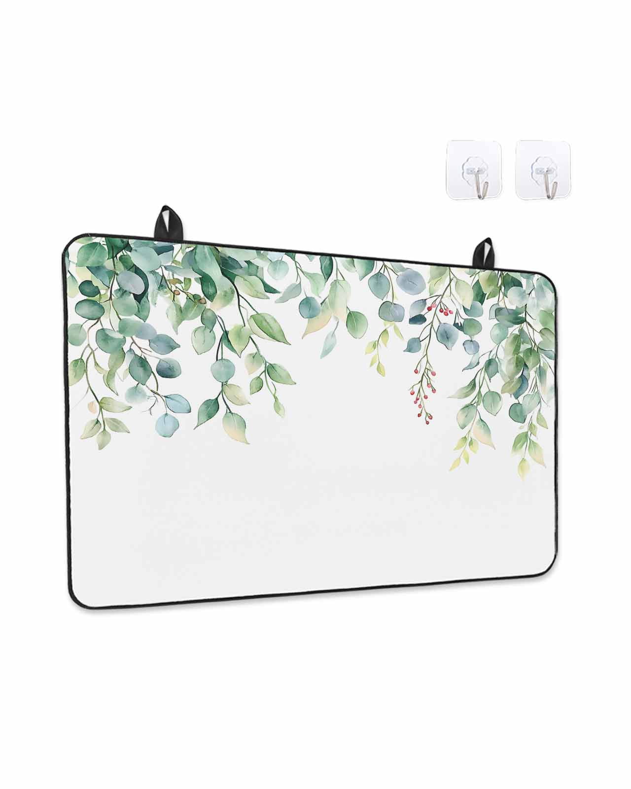 Stove Top Covers for Electric Stove, Eucalyptus Leaves Glass Stovetop Cover Protector, Green Botanical Summer Spring Induction Cooktop Protector Oven Mat for Kitchen Countertop 24"x21"