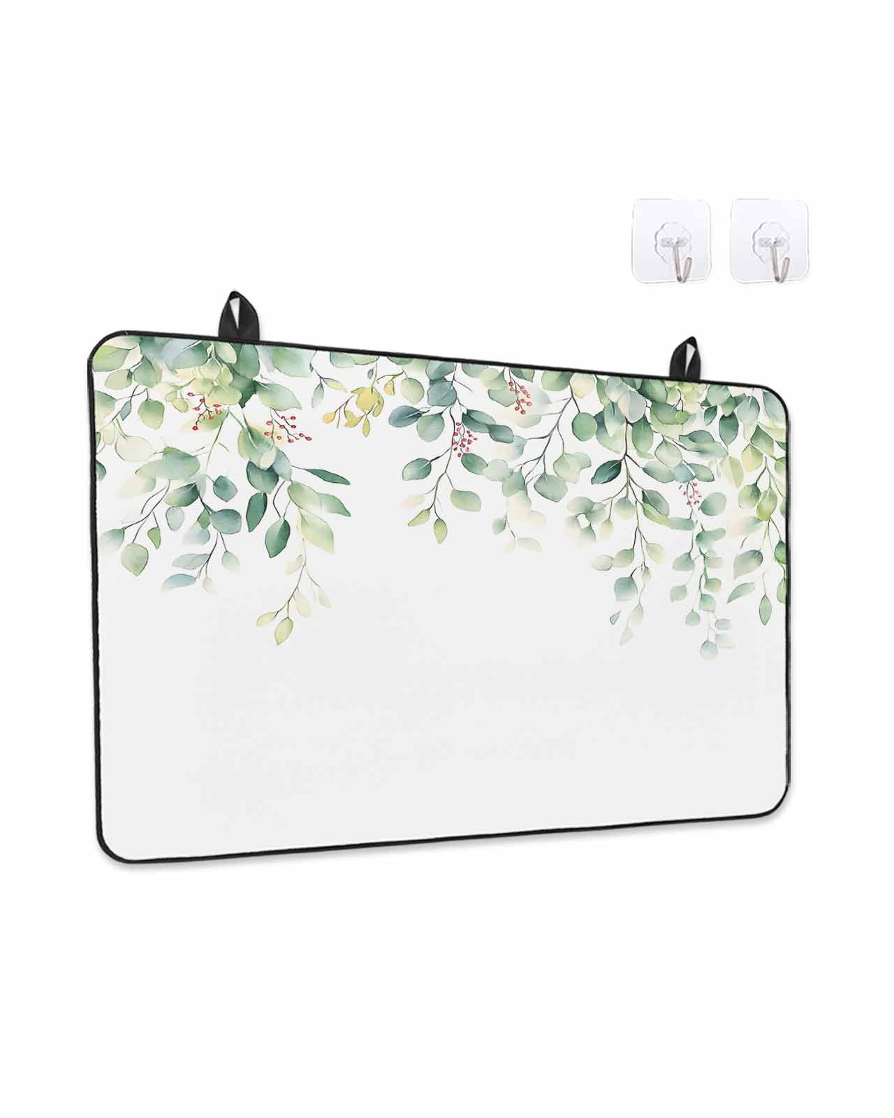 Stove Top Covers for Electric Stove, Eucalyptus Leaves Glass Stovetop Cover Protector, Summer Botanical Spring Green Induction Cooktop Protector Oven Mat for Kitchen Countertop 24"x21"