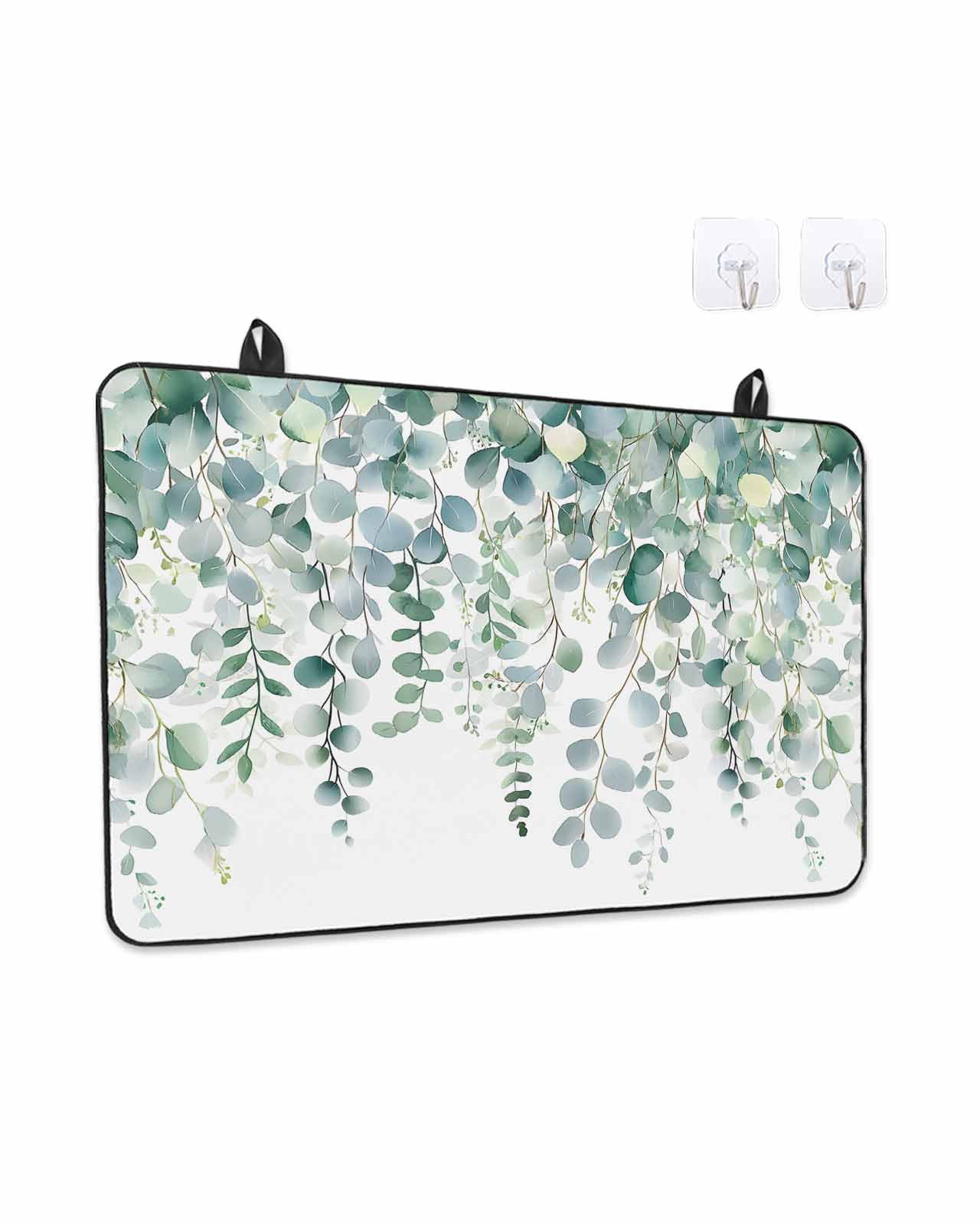 Stove Top Covers for Electric Stove, Eucalyptus Leaves Glass Stovetop Cover Protector, Teal Botanical Summer Weeping Induction Cooktop Protector Oven Mat for Kitchen Countertop 24"x21"