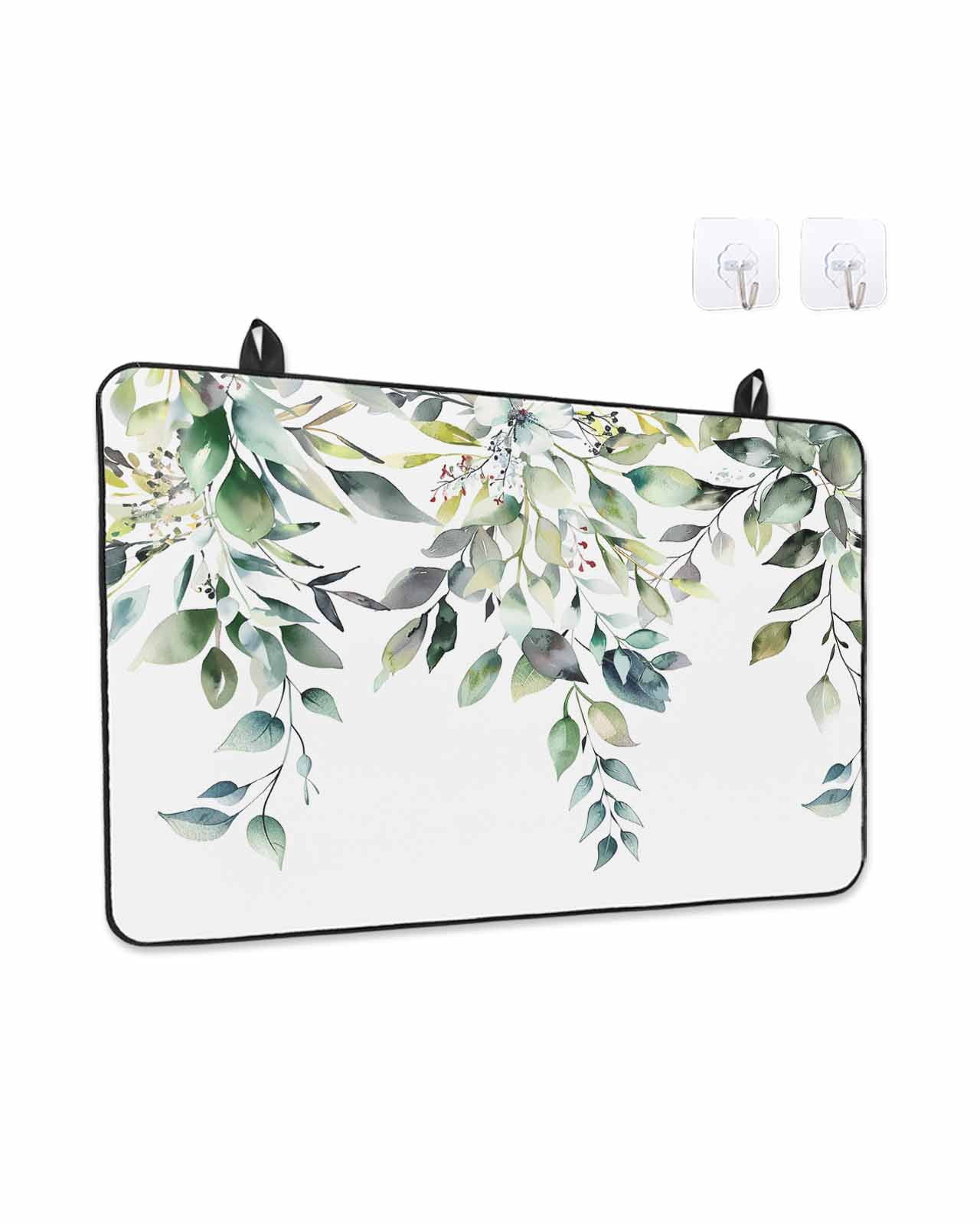 Stove Top Covers for Electric Stove, Eucalyptus Leaves Glass Stovetop Cover Protector, Watercolor Weeping Teal Botanical Induction Cooktop Protector Oven Mat for Kitchen Countertop 24"x21"