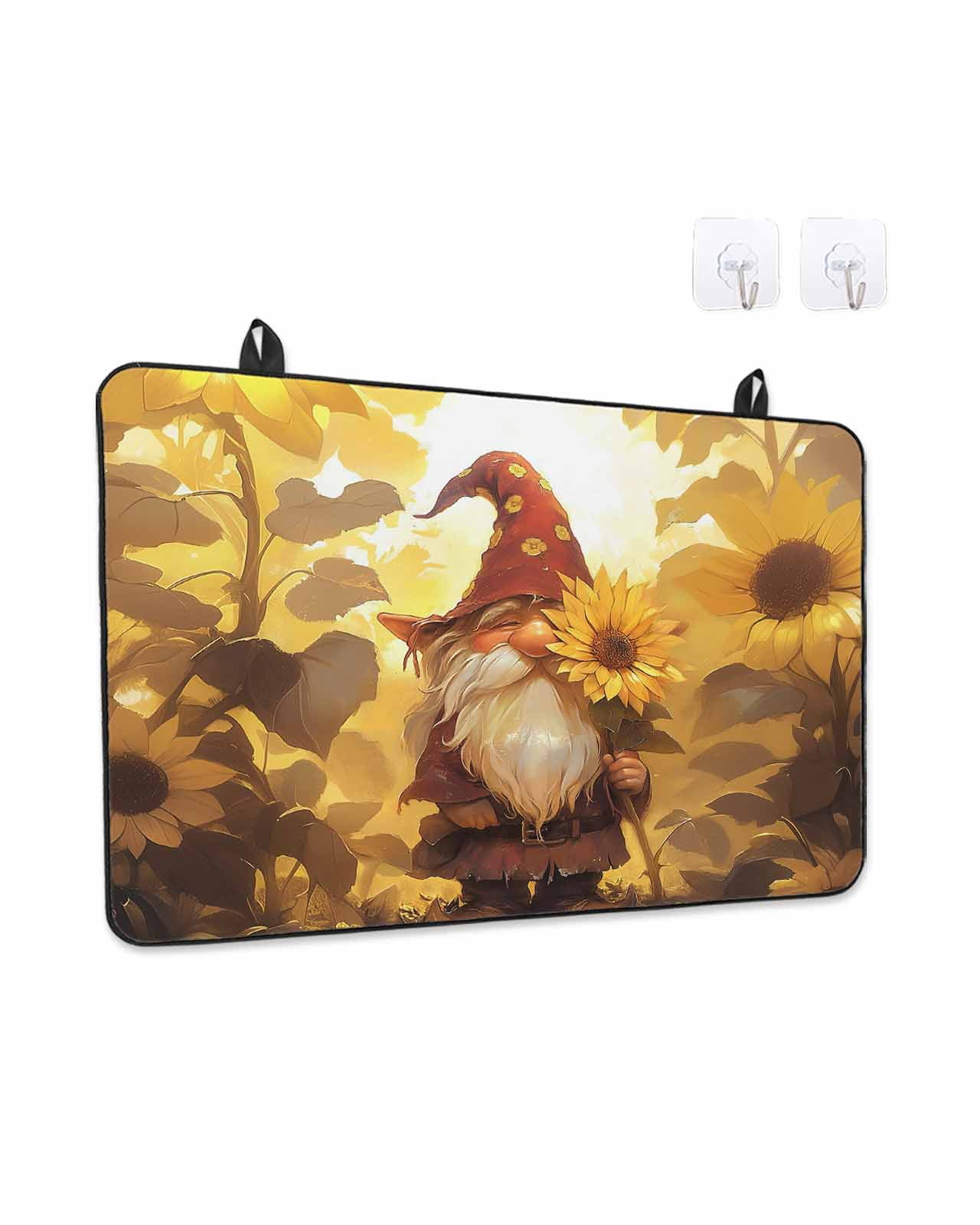 Stove Top Covers for Electric Stove, Fall Sunflowers Gnomes Kitchen Glass Ceramic Electric Cooktop Covers 28.5''x20.5'', Autumn Floral Botanical HeatResistant Oven/Countertop/Dishwasher Protector
