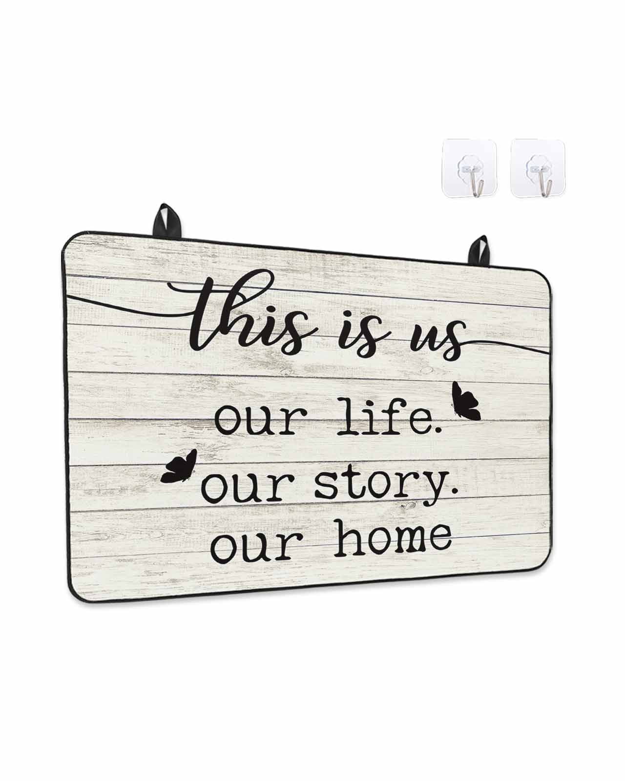 Stove Top Covers for Electric Stove, Farmhouse Butterfly Glass Stovetop Cover Protector, Rustic Retro Wooden Striped Induction Cooktop Protector Oven Mat for Kitchen Countertop 24"x21"