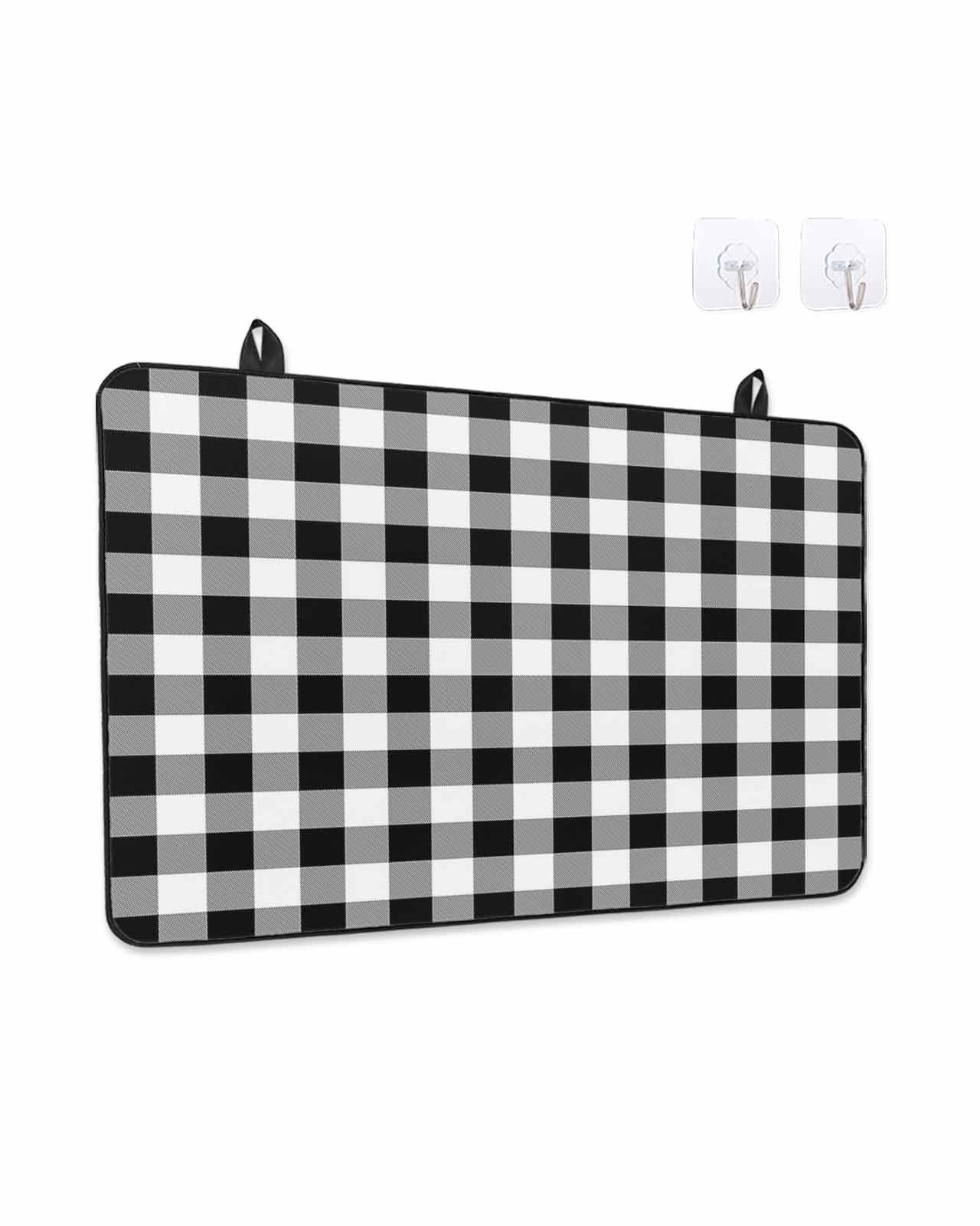 Stove Top Covers for Electric Stove, Farmhouse Checkered Kitchen Glass Ceramic Electric Cooktop Covers 24"x21", Black White Buffalo Plaid HeatResistant Oven/Countertop/Dishwasher/Sink Protector