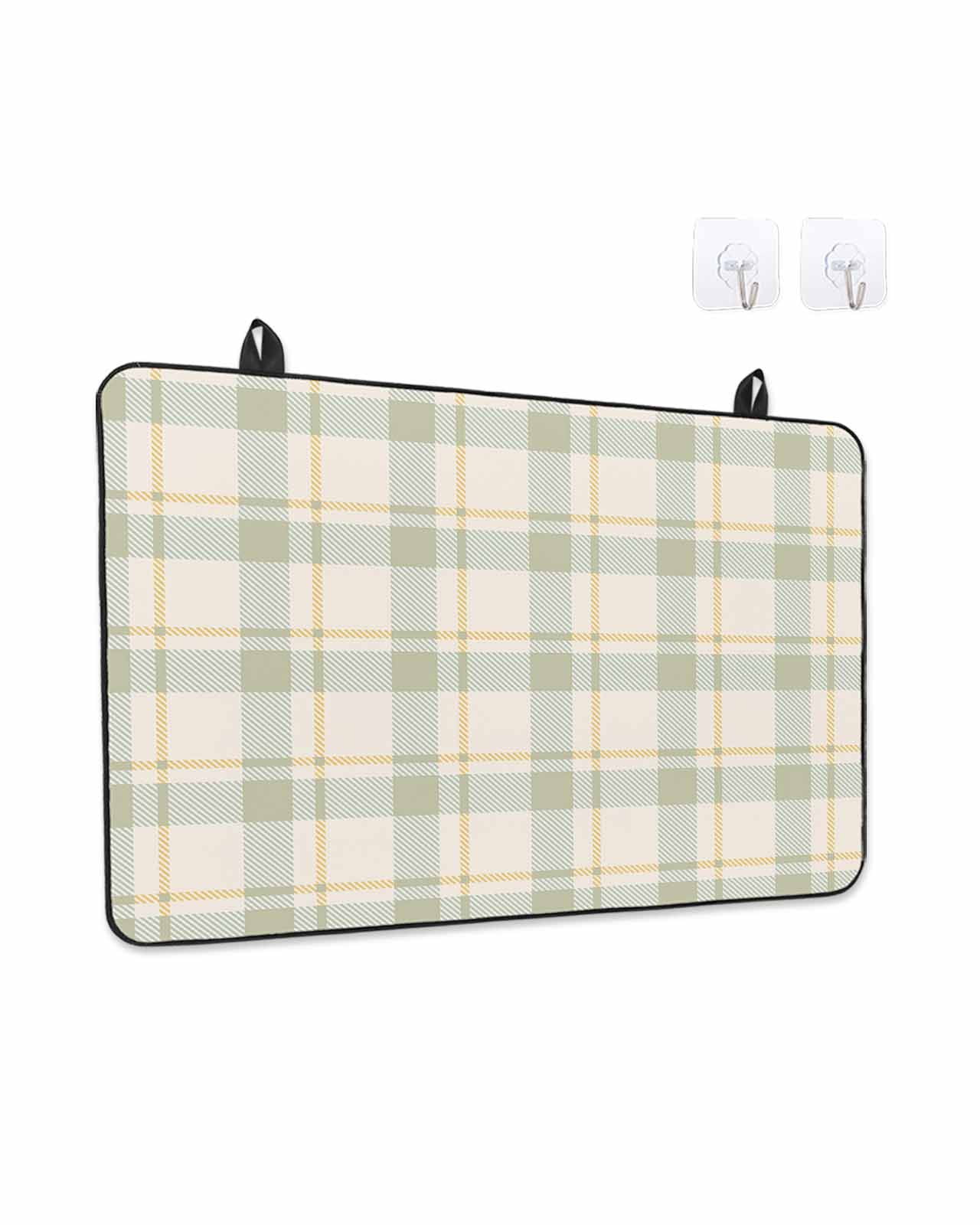 Stove Top Covers for Electric Stove, Farmhouse Grid, Glass Stovetop Cover Protector, Country Minimalistic Geometric Plaid Lattice Induction Cooktop Protector Oven Mat for Kitchen Countertop 24"x21"
