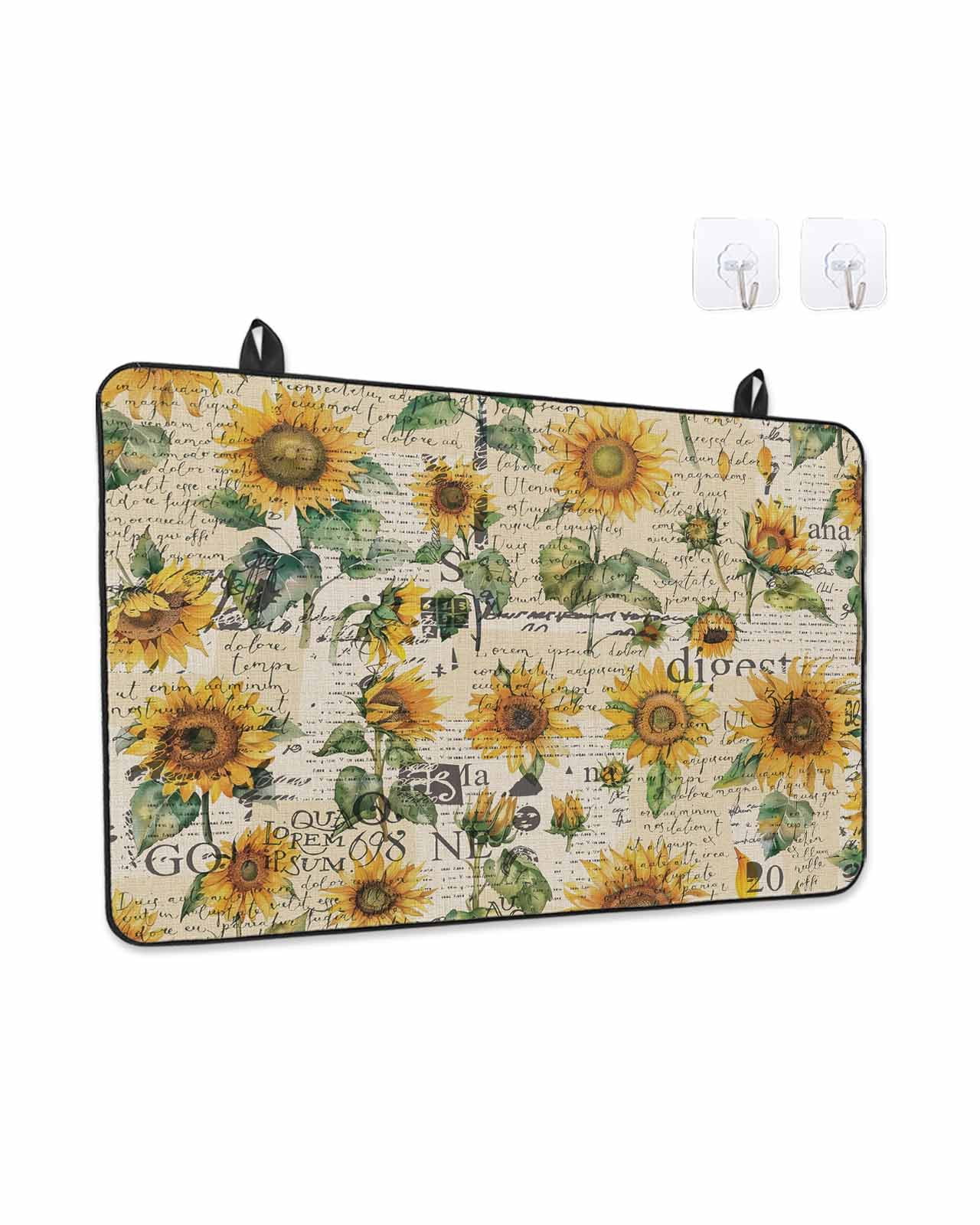 Stove Top Covers for Electric Stove, Farmhouse Sunflower Glass Stovetop Cover Protector, Retro Summer Botanical Induction Cooktop Protector Oven Mat for Kitchen Countertop 24"x21"