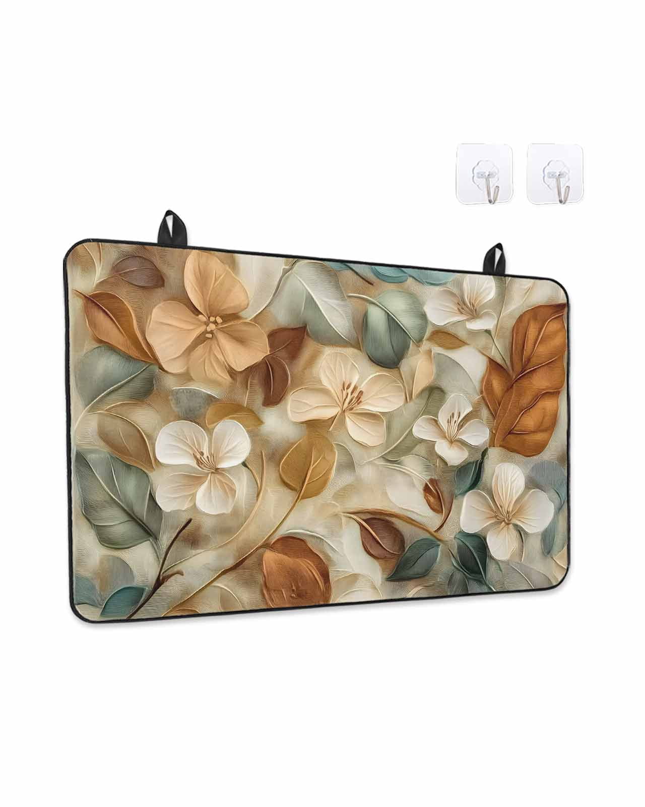 Stove Top Covers for Electric Stove, Floral Glass Stovetop Cover Protector, Modern Abstract Art Farmhouse Induction Cooktop Protector Oven Mat for Kitchen Countertop 24"x21"