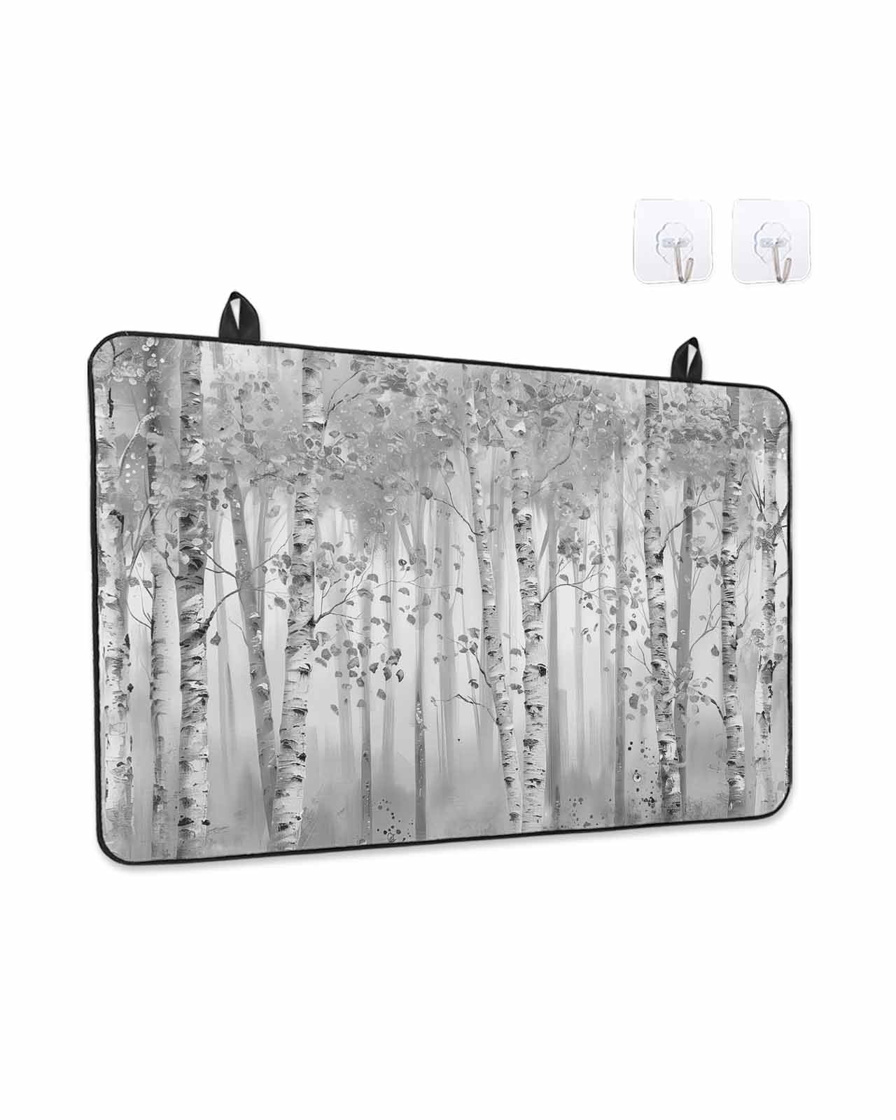 Stove Top Covers for Electric Stove, Gray Grey Forest Glass Stovetop Cover Protector, Grey Modern Art Oil Painting Induction Cooktop Protector Oven Mat for Kitchen Countertop 36"x21"