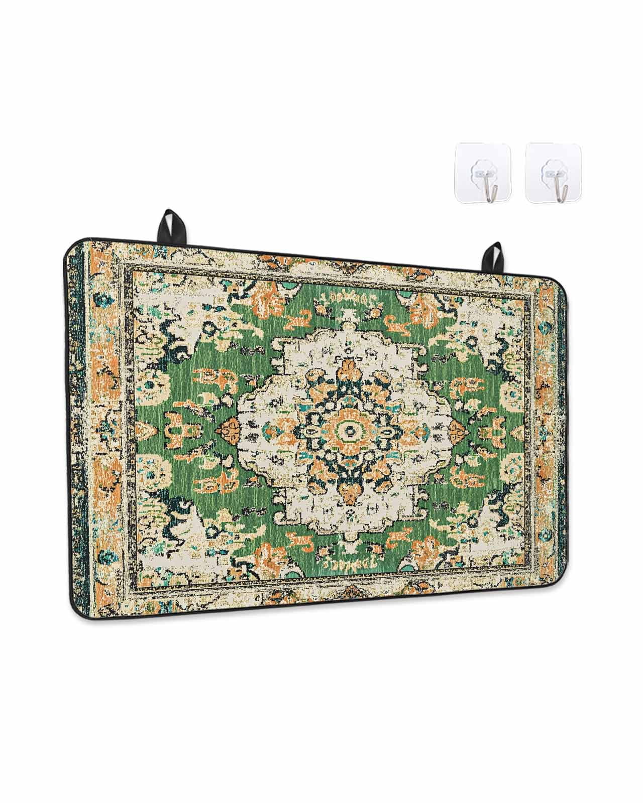 Stove Top Covers for Electric Stove, Green Boho Glass Stovetop Cover Protector, Farmhouse Tribal Vintage Tribal Texture Induction Cooktop Protector Oven Mat for Kitchen Countertop 24"x21"