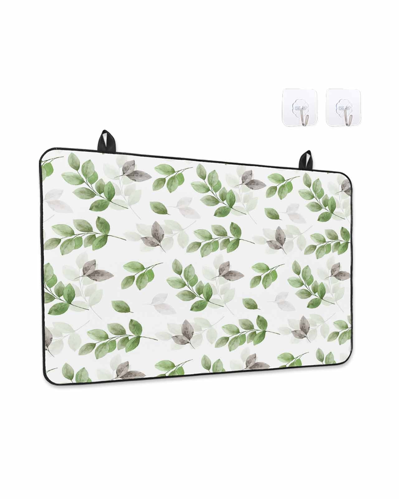 Stove Top Covers for Electric Stove, Green Botanical Fall Glass Stovetop Cover Protector, Pastoral Maple Leaf Autumn Induction Cooktop Protector Oven Mat for Kitchen Countertop 24"x21"