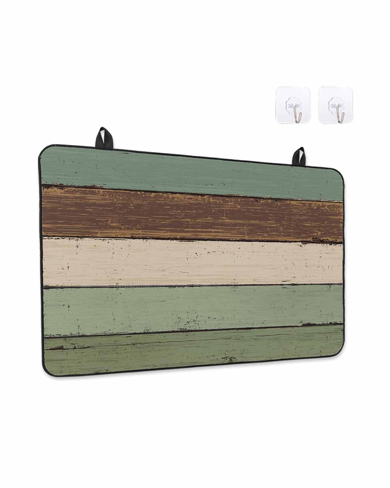 Stove Top Covers for Electric Stove, Green Brown Glass Stovetop Cover Protector, Country Wood Grain Abstract Stripe Induction Cooktop Protector Oven Mat for Kitchen Countertop 24"x21"