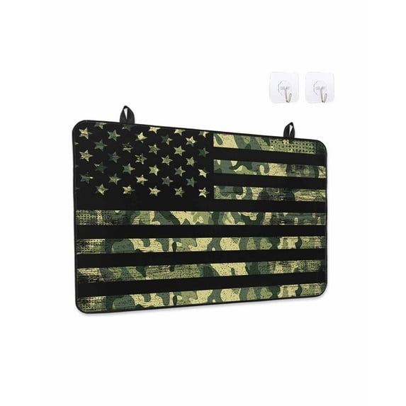 Stove Top Covers for Electric Stove, Green Camouflage American Flag Kitchen Glass Ceramic Electric Cooktop Covers 31''x24'', Wooden Grain HeatResistant Oven/Countertop/Dishwasher/Sink Protector