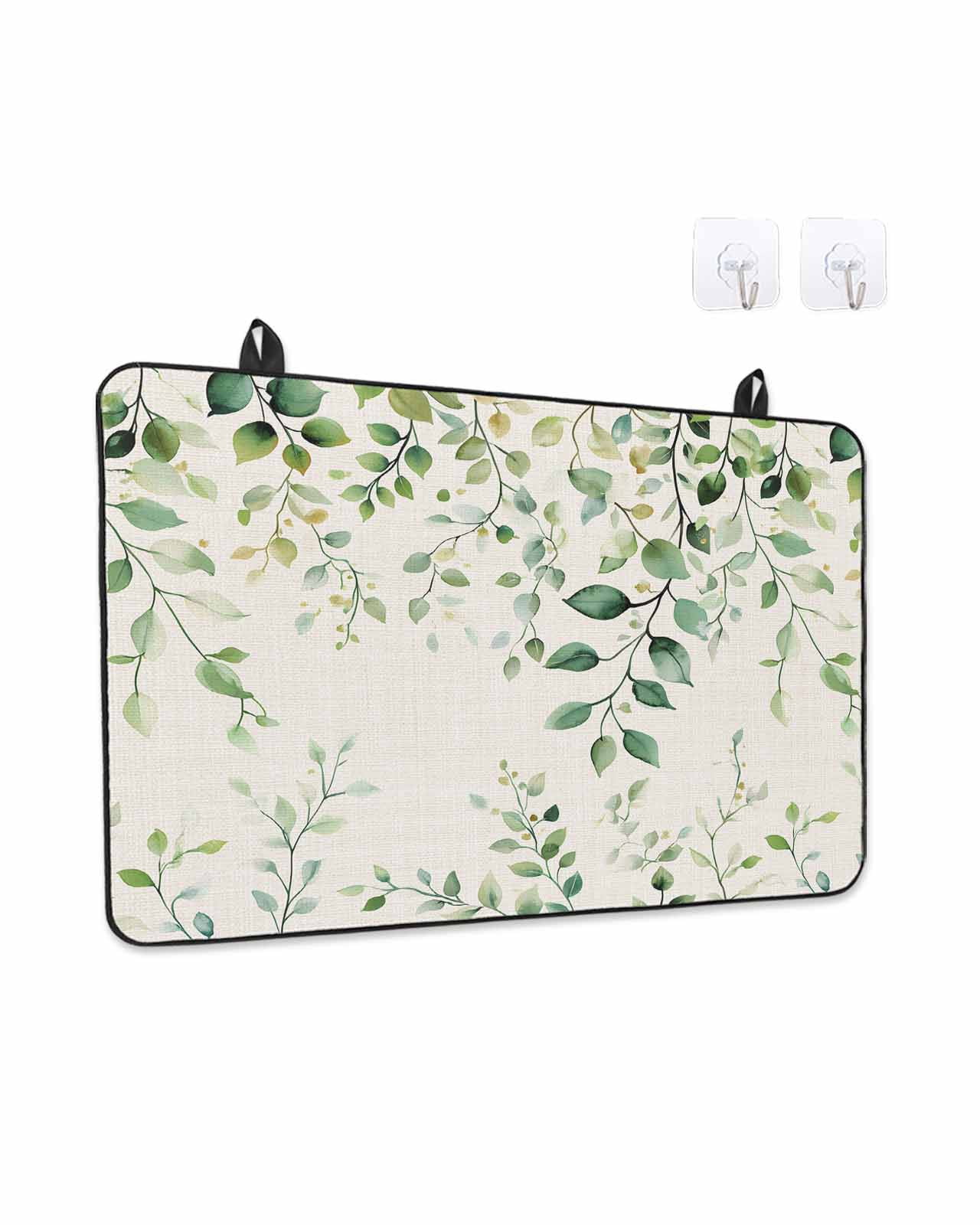 Stove Top Covers for Electric Stove, Green Eucalyptus Glass Stovetop Cover Protector, Country Nature Leaf Succulent Plant Induction Cooktop Protector Oven Mat for Kitchen Countertop 24"x21"