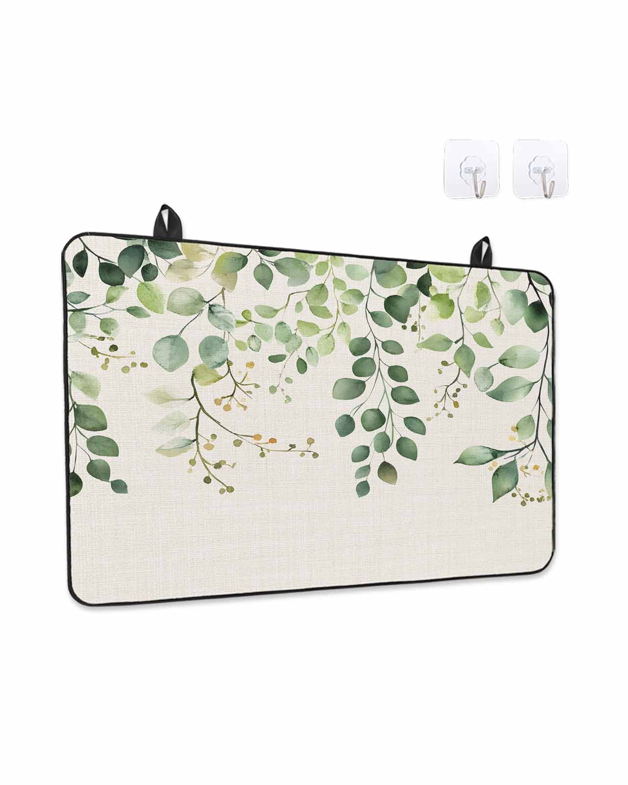 Stove Top Covers for Electric Stove, Green Eucalyptus Glass Stovetop Cover Protector, Vintage Leaves Flower Spring Summer Induction Cooktop Protector Oven Mat for Kitchen Countertop 24"x21"