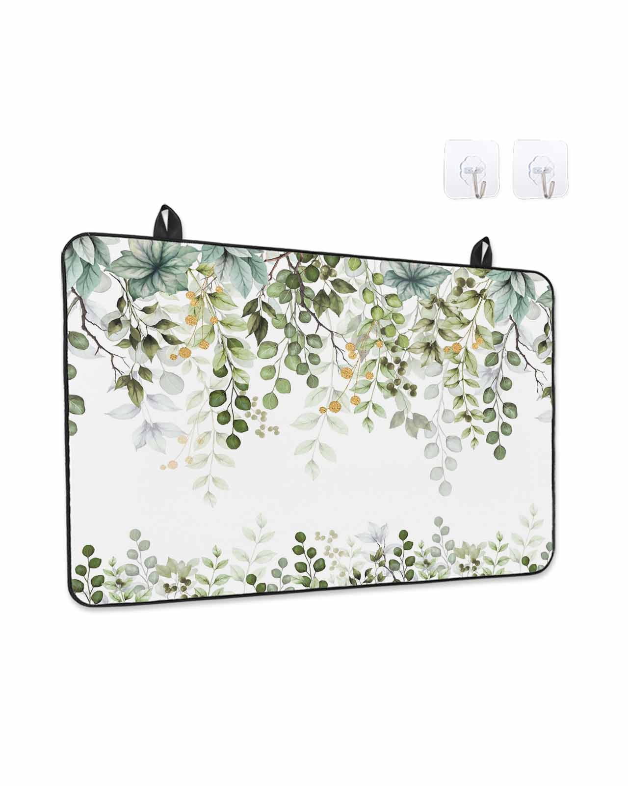 Stove Top Covers for Electric Stove, Green Eucalyptus Leaves Glass Stovetop Cover Protector, Summer Botanical Weeping Induction Cooktop Protector Oven Mat for Kitchen Countertop 24"x21"