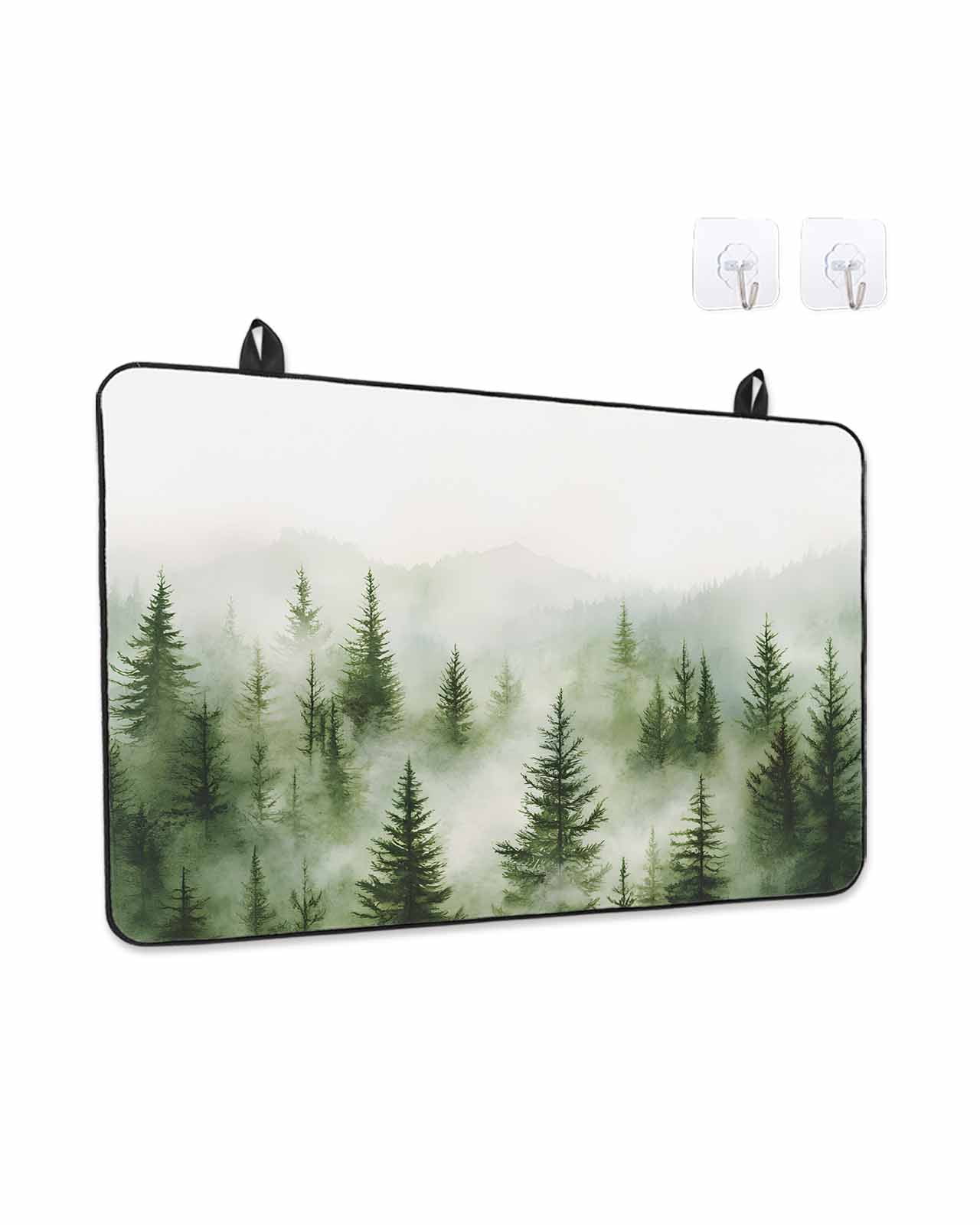 Stove Top Covers for Electric Stove, Green Mist Forest Glass Stovetop Cover Protector, Foggy Mountain Tree Nature Landscape Induction Cooktop Protector Oven Mat for Kitchen Countertop 24"x21"