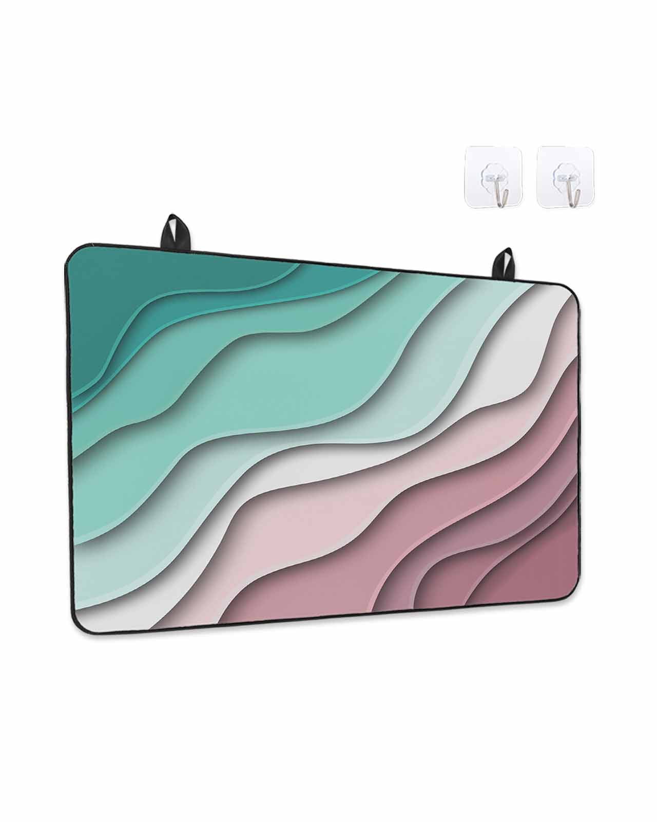Stove Top Covers for Electric Stove, Green Ombre Glass Stovetop Cover Protector, Modern Geometric Abstract Dark Red Cream Induction Cooktop Protector Oven Mat for Kitchen Countertop 31"x24"