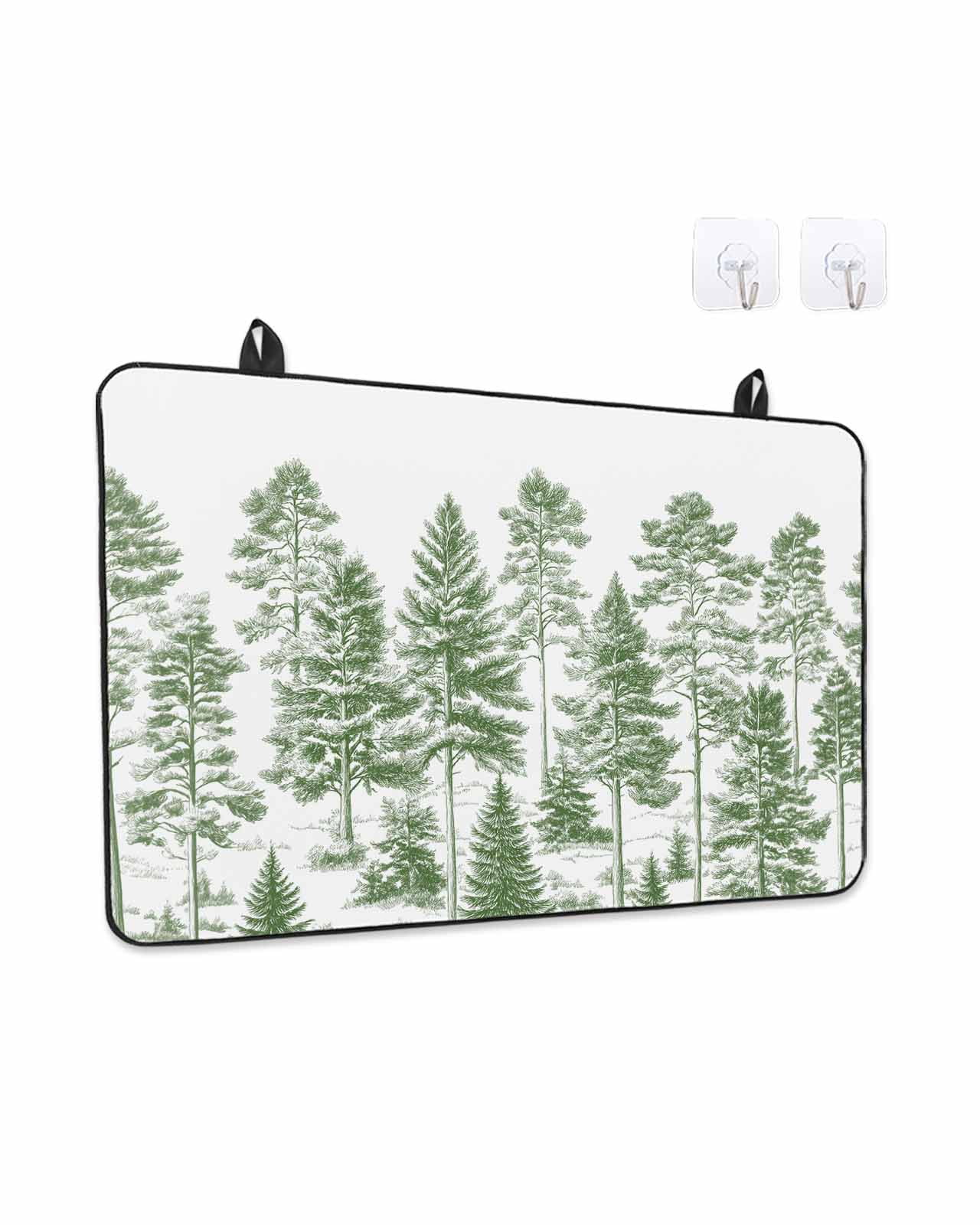 Stove Top Covers for Electric Stove, Green Pine Tree Glass Stovetop Cover Protector, Vintage Watercolor Botanical Induction Cooktop Protector Oven Mat for Kitchen Countertop 24"x21"