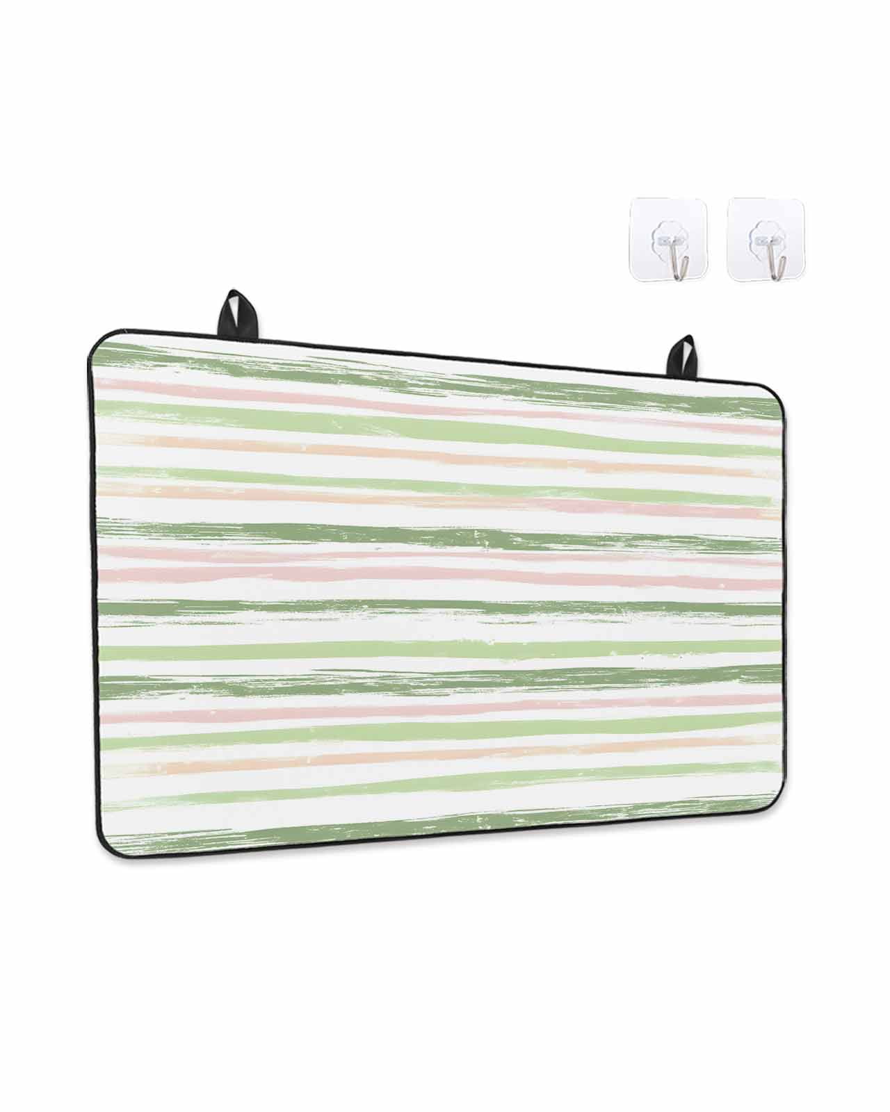 Stove Top Covers for Electric Stove, Green Pink Stripes Glass Stovetop Cover Protector, Gradient Geometric Smear Art Paint Induction Cooktop Protector Oven Mat for Kitchen Countertop 24"x21"