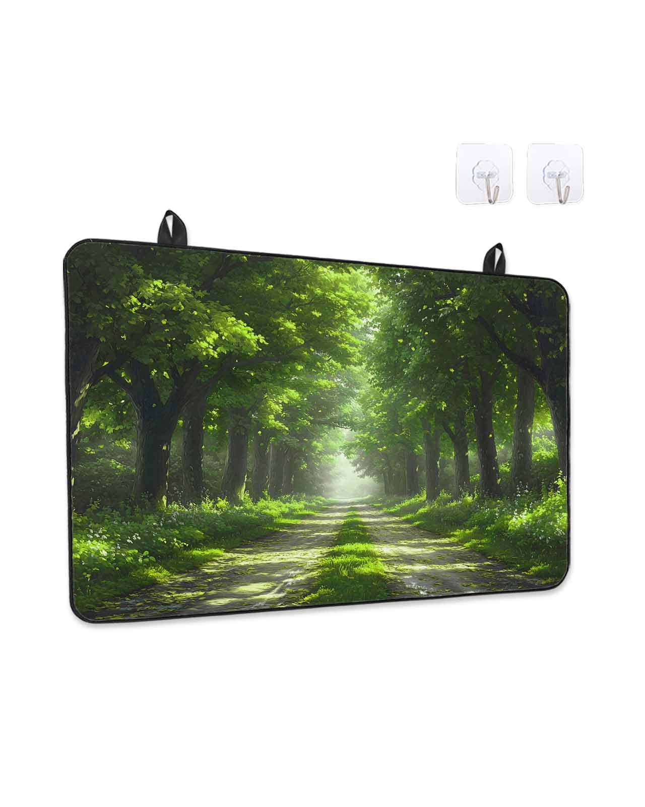 Stove Top Covers for Electric Stove, Green Trees Glass Stovetop Cover Protector, Forest Art Decor Spring Summer Nature Leaf Induction Cooktop Protector Oven Mat for Kitchen Countertop 24"x21"