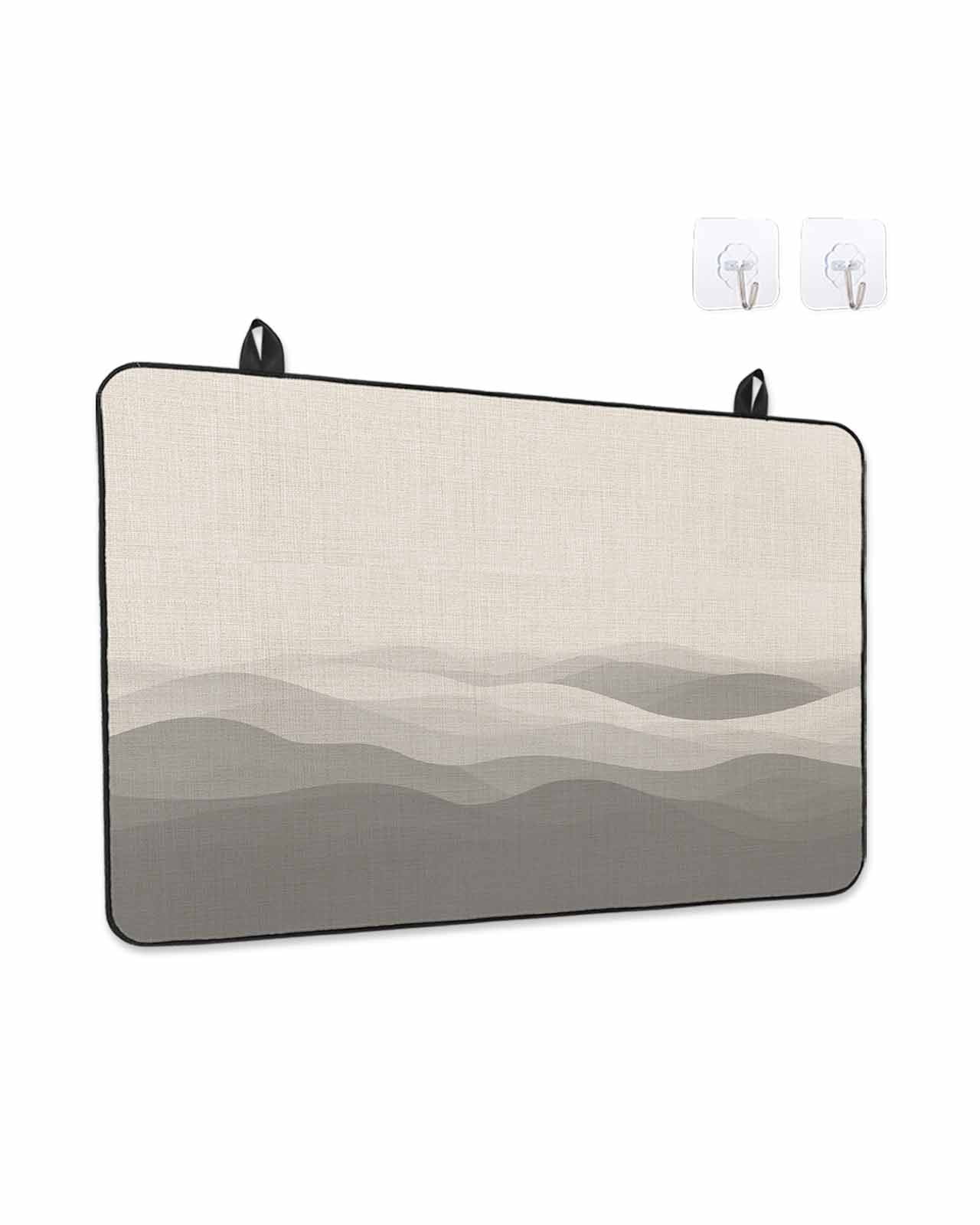 Stove Top Covers for Electric Stove, Grey Beige Ombre Glass Stovetop Cover Protector, Minimalist Ocean Waves Linen Induction Cooktop Protector Oven Mat for Kitchen Countertop 24"x21"