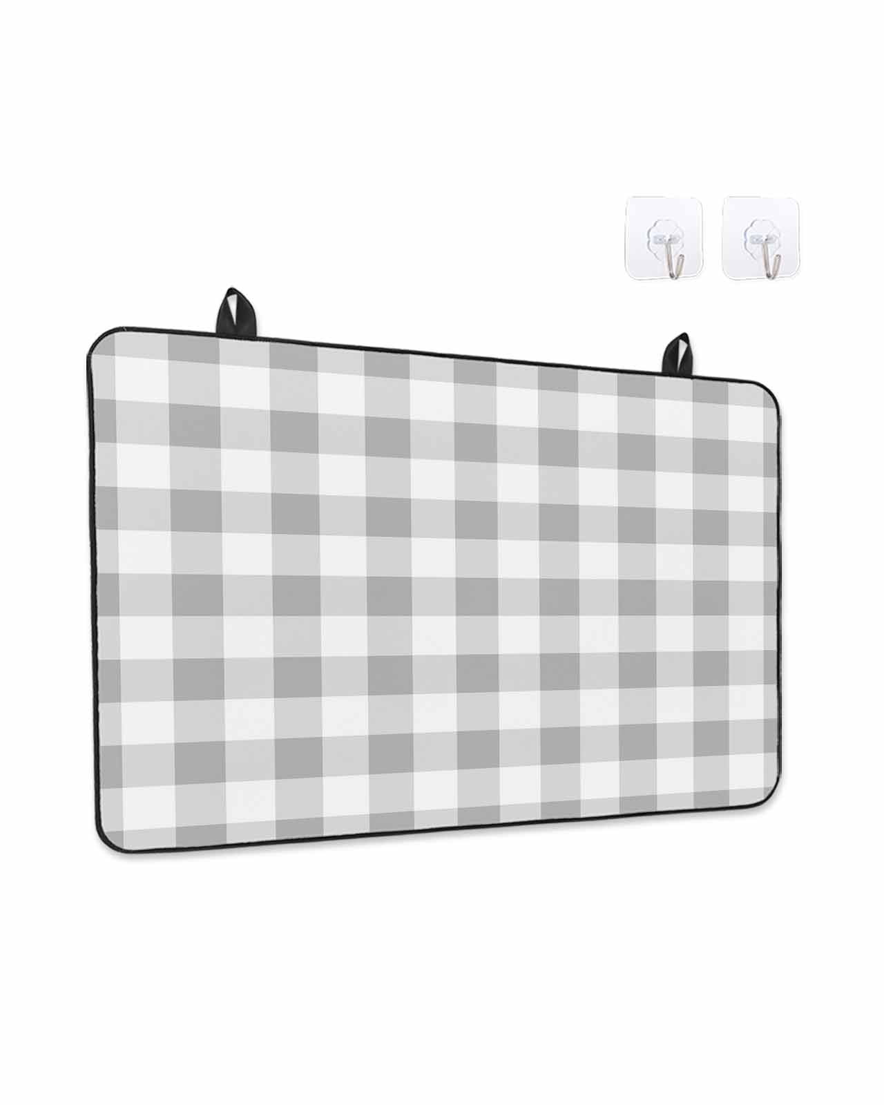 Stove Top Covers for Electric Stove, Grey Plaid Glass Stovetop Cover Protector, Gradient Geometric Buffalo White Checkered Induction Cooktop Protector Oven Mat for Kitchen Countertop 28.5"x20.5"