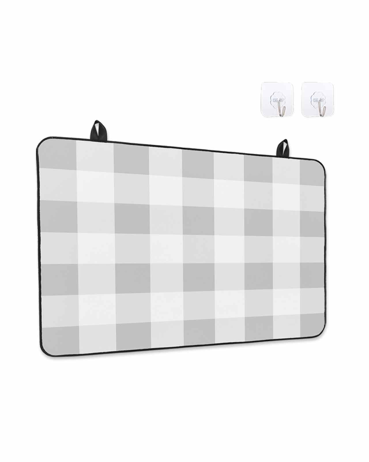 Stove Top Covers for Electric Stove, Grey Plaid Glass Stovetop Cover Protector, Spring Summer Farmhouse Buffalo Checkered Induction Cooktop Protector Oven Mat for Kitchen Countertop 24"x21"