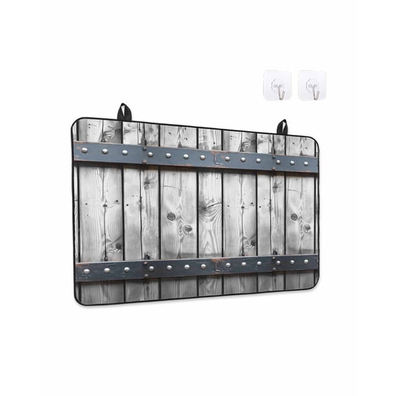 Stove Top Covers for Electric Stove, Grey Wood Grain Kitchen Glass Ceramic Electric Cooktop Covers 31"x24", Country Vintage Barn Door Rustic Lodge HeatResistant Oven/Countertop/Dishwasher Protector
