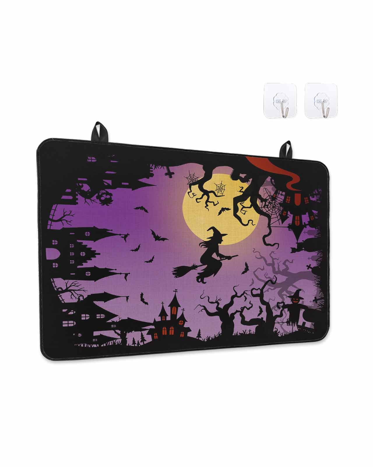 Stove Top Covers for Electric Stove, Halloween Kitchen Glass Ceramic Electric Cooktop Covers 28.5"x20.5", Modern Castle Witch Forest Moon Purple HeatResistant Oven/Countertop/Dishwasher Protector