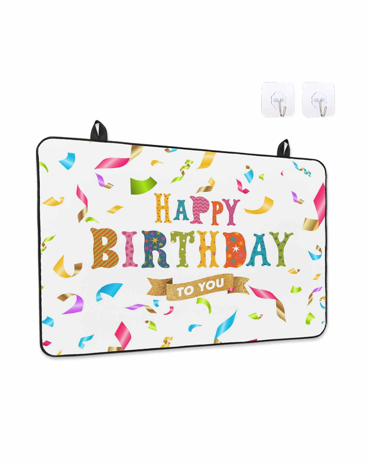 Stove Top Covers for Electric Stove, Happy Birthday Glass Stovetop Cover Protector, Colorful Words Induction Cooktop Protector Oven Mat for Kitchen Countertop 24"x21"