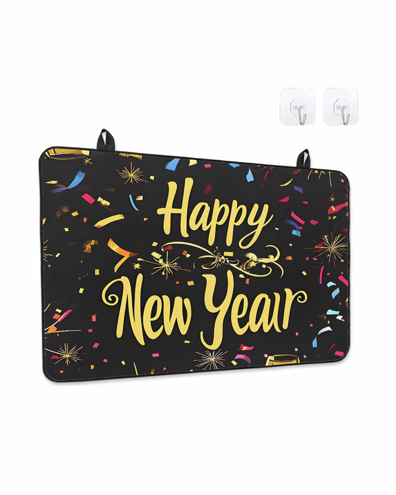 Stove Top Covers for Electric Stove, Happy New Year Glass Stovetop Cover Protector, Colorful Modern Abstract Art Induction Cooktop Protector Oven Mat for Kitchen Countertop 24"x21"