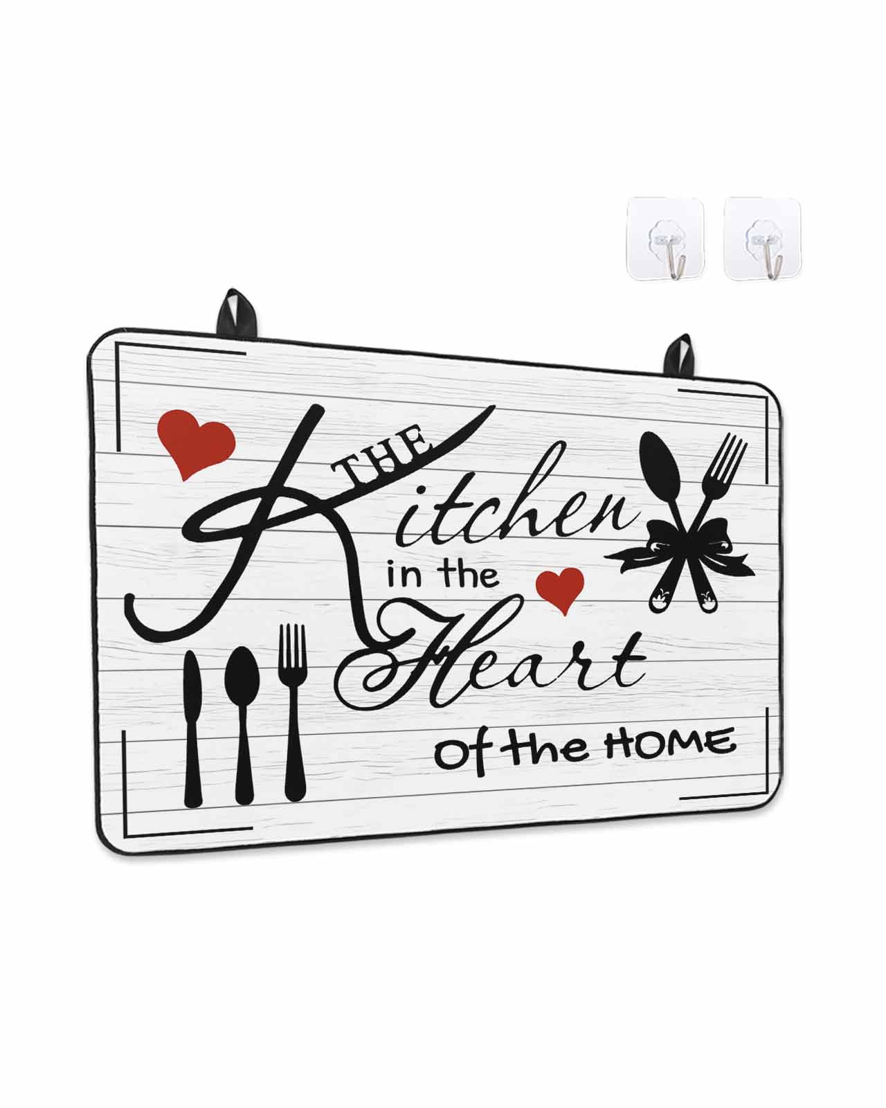 Stove Top Covers for Electric Stove, Kitchen Tableware Glass Stovetop Cover Protector, Red Love Heart Black Words Vintage Induction Cooktop Protector Oven Mat for Kitchen Countertop 24"x21"