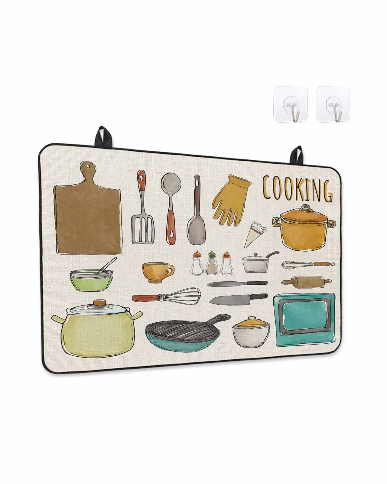 Stove Top Covers for Electric Stove, Kitchenware Glass Stovetop Cover Protector, Vintage Kitchen Cooking Tool Retro Beige Induction Cooktop Protector Oven Mat for Kitchen Countertop 24"x21"