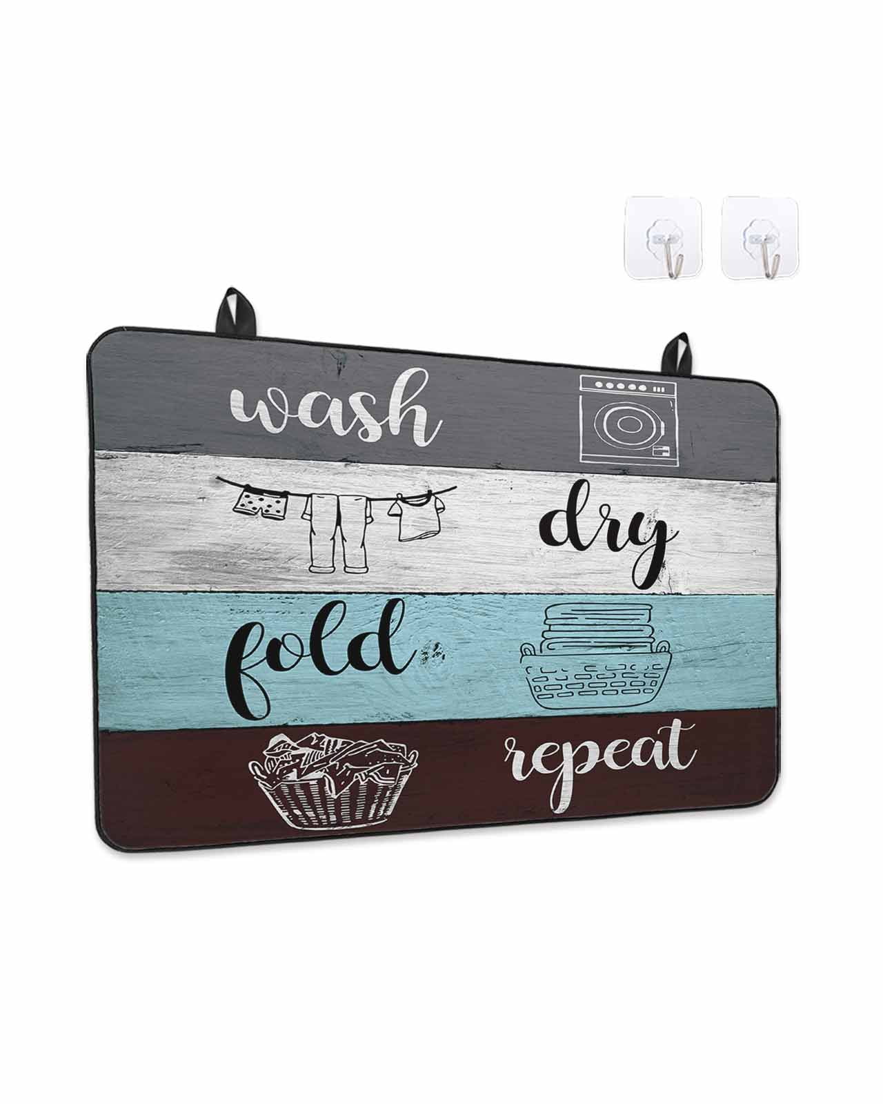 Stove Top Covers for Electric Stove, Laundry Room Glass Stovetop Cover Protector, Wash Dry Fold Repeat Splicing Colorful Wood Induction Cooktop Protector Oven Mat for Kitchen Countertop 24"x21"