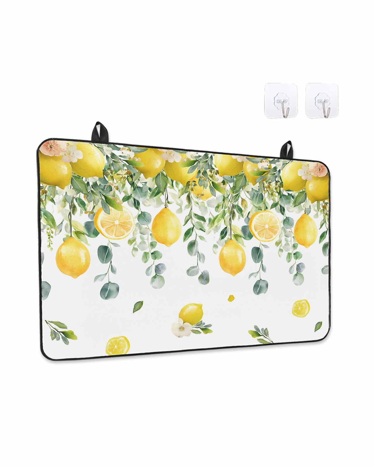 Stove Top Covers for Electric Stove, Lemon Eucalyptus Glass Stovetop Cover Protector, Farm Flower Fruit Country Boho Summer Induction Cooktop Protector Oven Mat for Kitchen Countertop 24"x21"