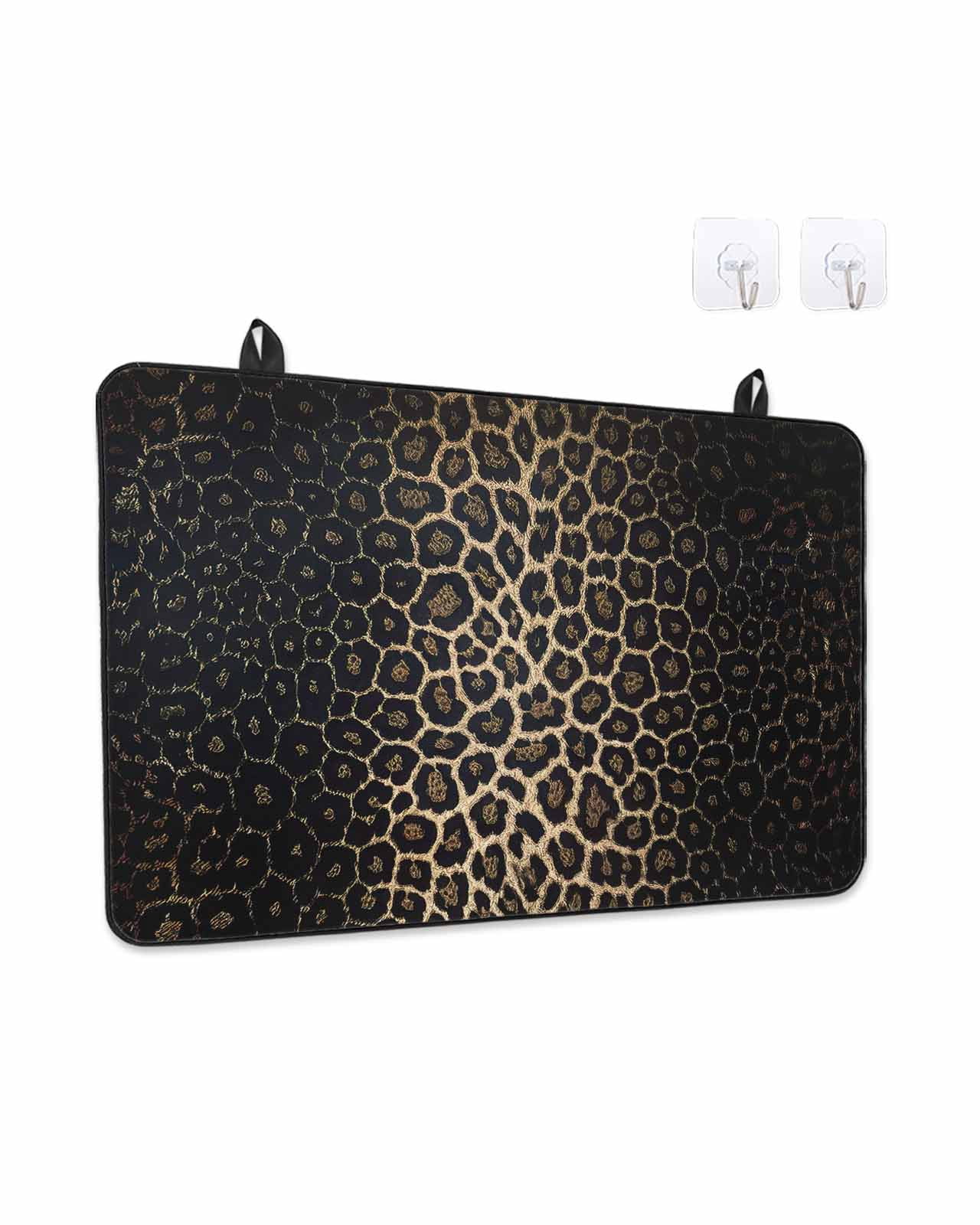 Stove Top Covers for Electric Stove, Leopard Print Glass Stovetop Cover Protector, Chic Abstract Black Brown Animals Texture Induction Cooktop Protector Oven Mat for Kitchen Countertop 24"x21"
