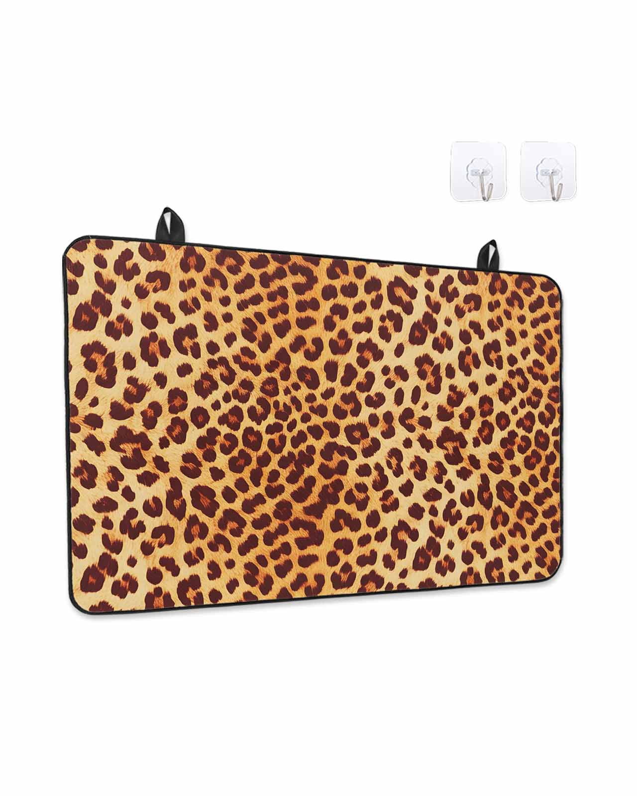 Stove Top Covers for Electric Stove, Leopard Texture Print Glass Stovetop Cover Protector, Orange Yellow Retro Farmhouse Induction Cooktop Protector Oven Mat for Kitchen Countertop 24"x21"