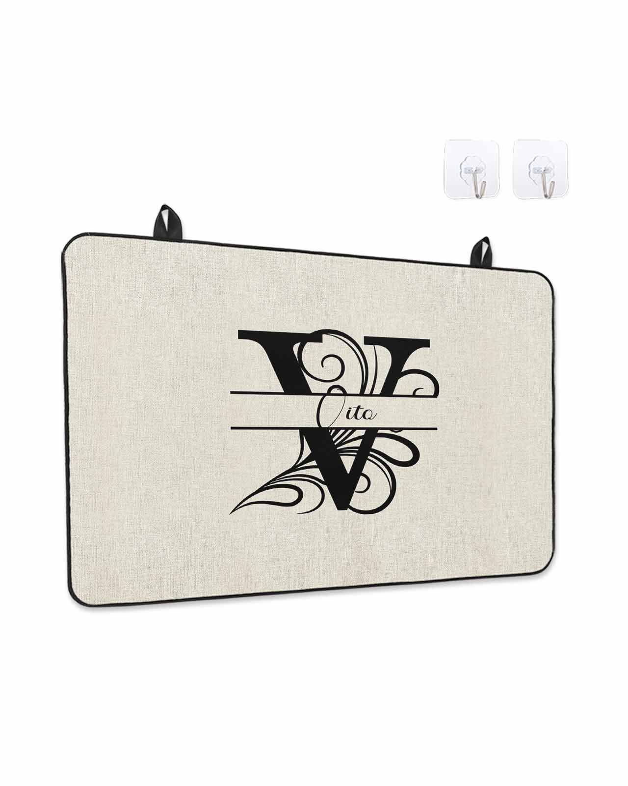 Stove Top Covers for Electric Stove, Letter V Glass Stovetop Cover Protector, Monogram Words Induction Cooktop Protector Oven Mat for Kitchen Countertop 24"x21"