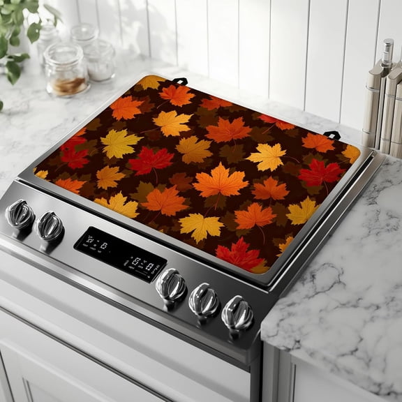 Stove Top Covers for Electric Stove,Maple Leaf Autumn Heat Resistant Glass Cooktop Cover Protector for Kitchen Ceramic Countertop Dish Drying Mats 28.5“ x 20.5“