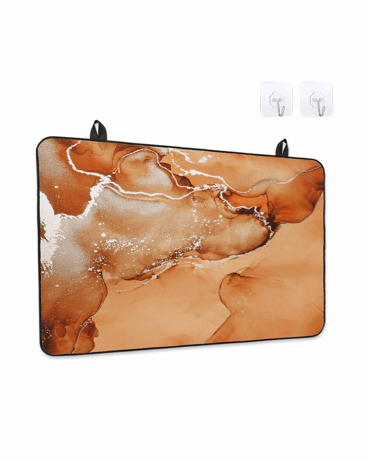 Stove Top Covers for Electric Stove, Marble Burnt Orange Glass Stovetop Cover Protector, Modern Abstract Ink Painting Luxury Induction Cooktop Protector Oven Mat for Kitchen Countertop 28.5"x20.5"