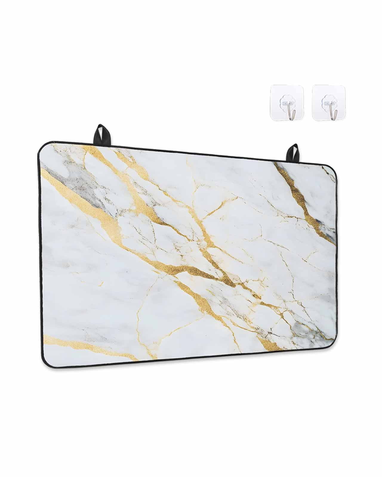 Stove Top Covers for Electric Stove, Marble White Gold Glass Stovetop Cover Protector, Modern Marbles Geometric Induction Cooktop Protector Oven Mat for Kitchen Countertop 24"x21"