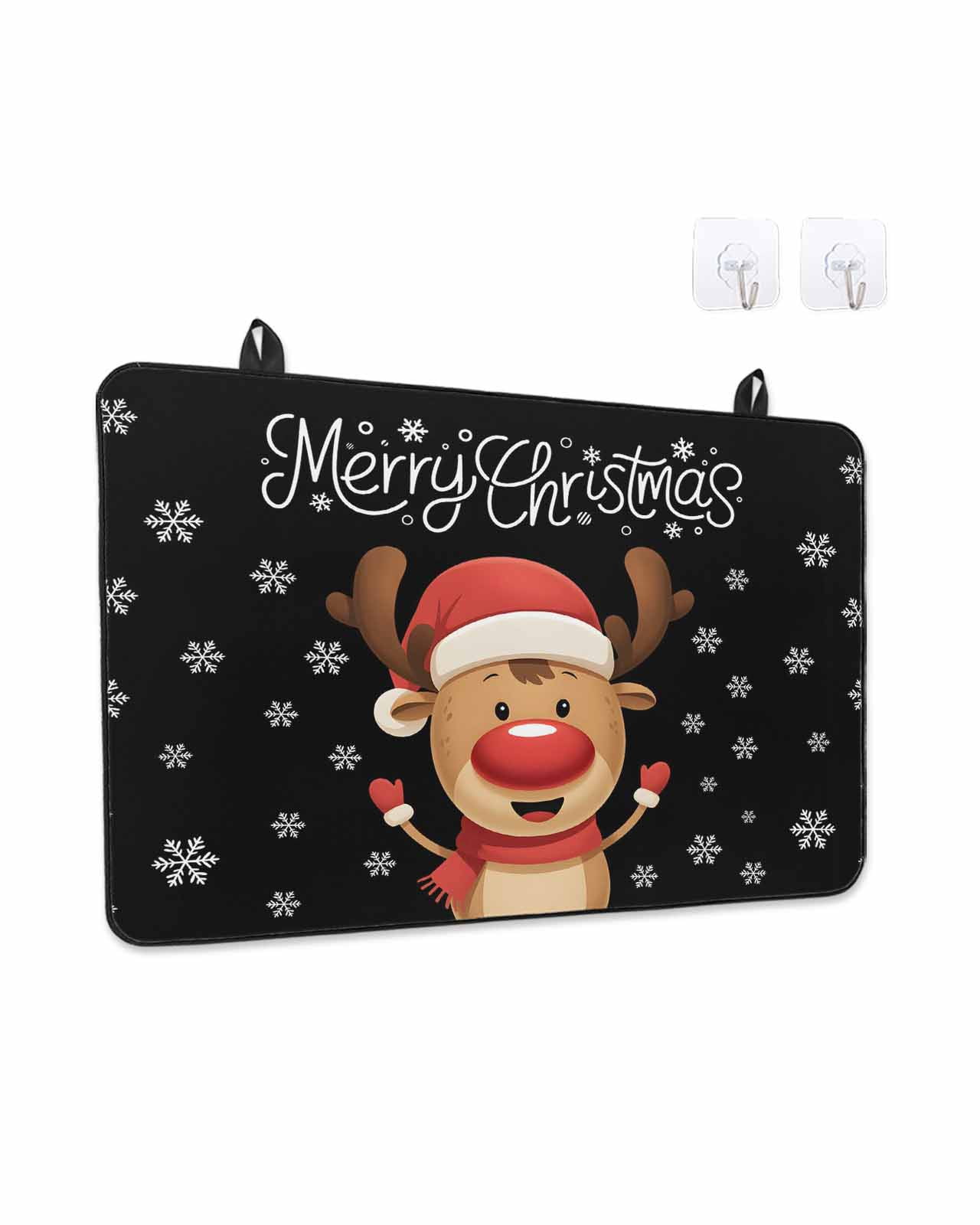Stove Top Covers for Electric Stove, Merry Christmas Glass Stovetop Cover Protector, Winter Cartoon Xmas Deer Snowflake Induction Cooktop Protector Oven Mat for Kitchen Countertop 31"x24"