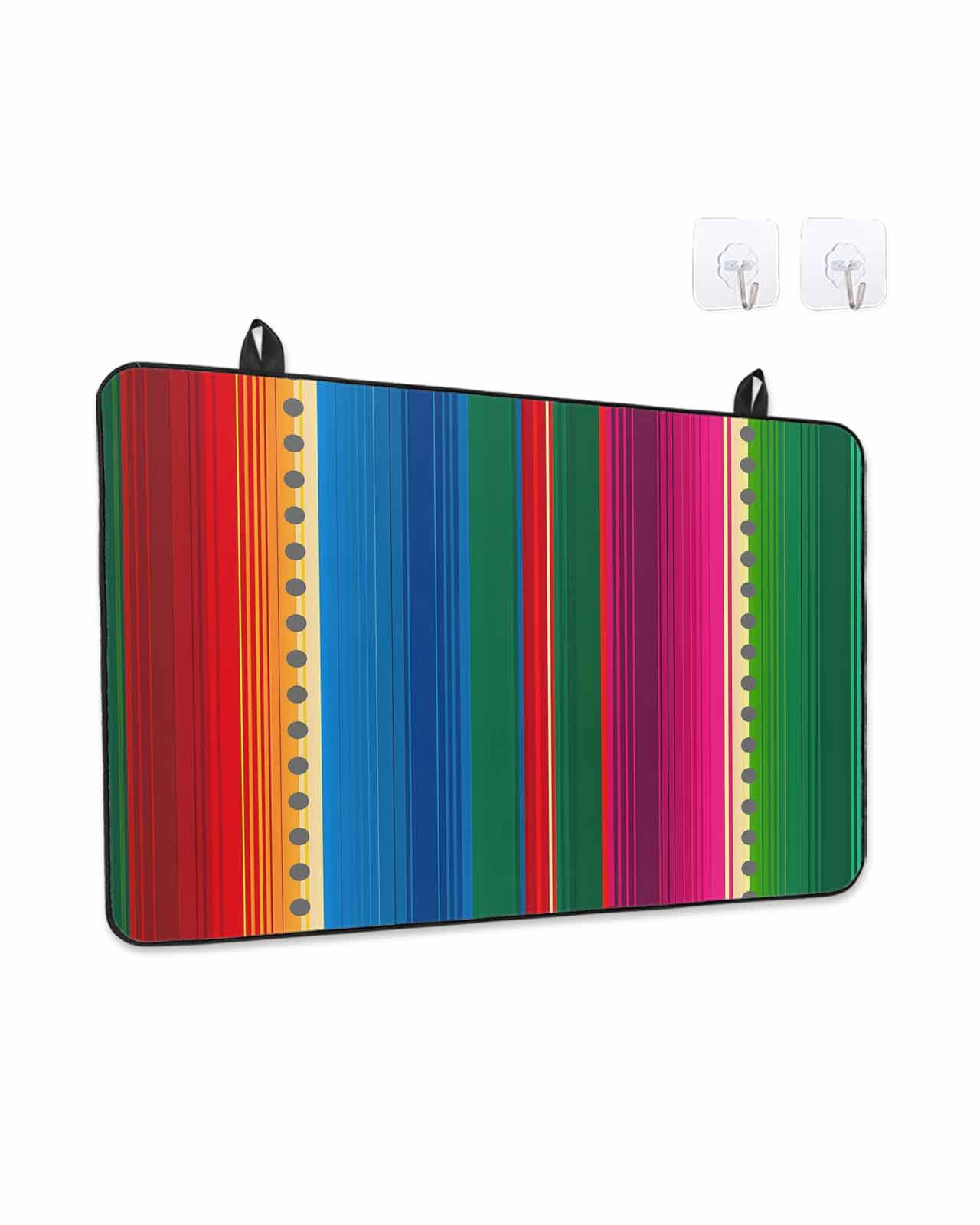 Stove Top Covers for Electric Stove, Mexican Stripes Glass Stovetop Cover Protector, Blue Boho Red Green Orange Art Simple Induction Cooktop Protector Oven Mat for Kitchen Countertop 24"x21"