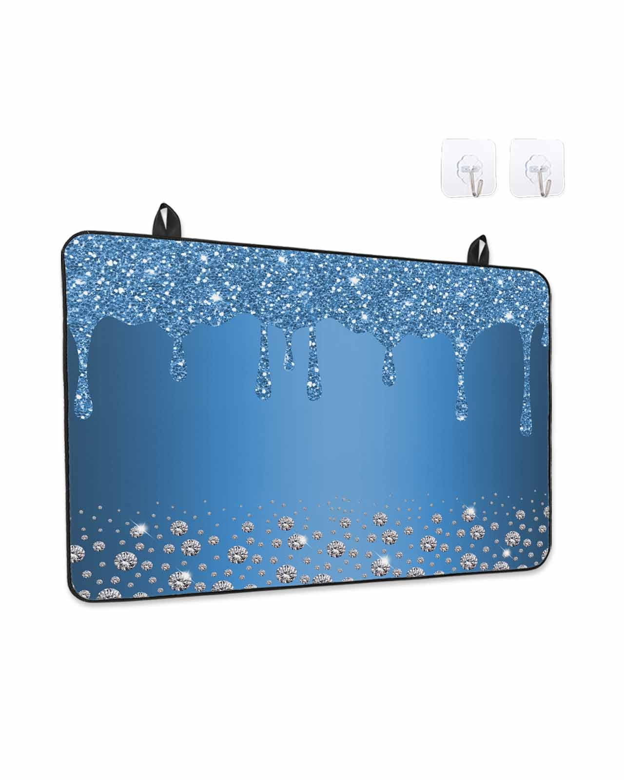 Stove Top Covers for Electric Stove, Modern Blue Glass Stovetop Cover Protector, Abstract Diamond Luxury Gradient Induction Cooktop Protector Oven Mat for Kitchen Countertop 24"x21"