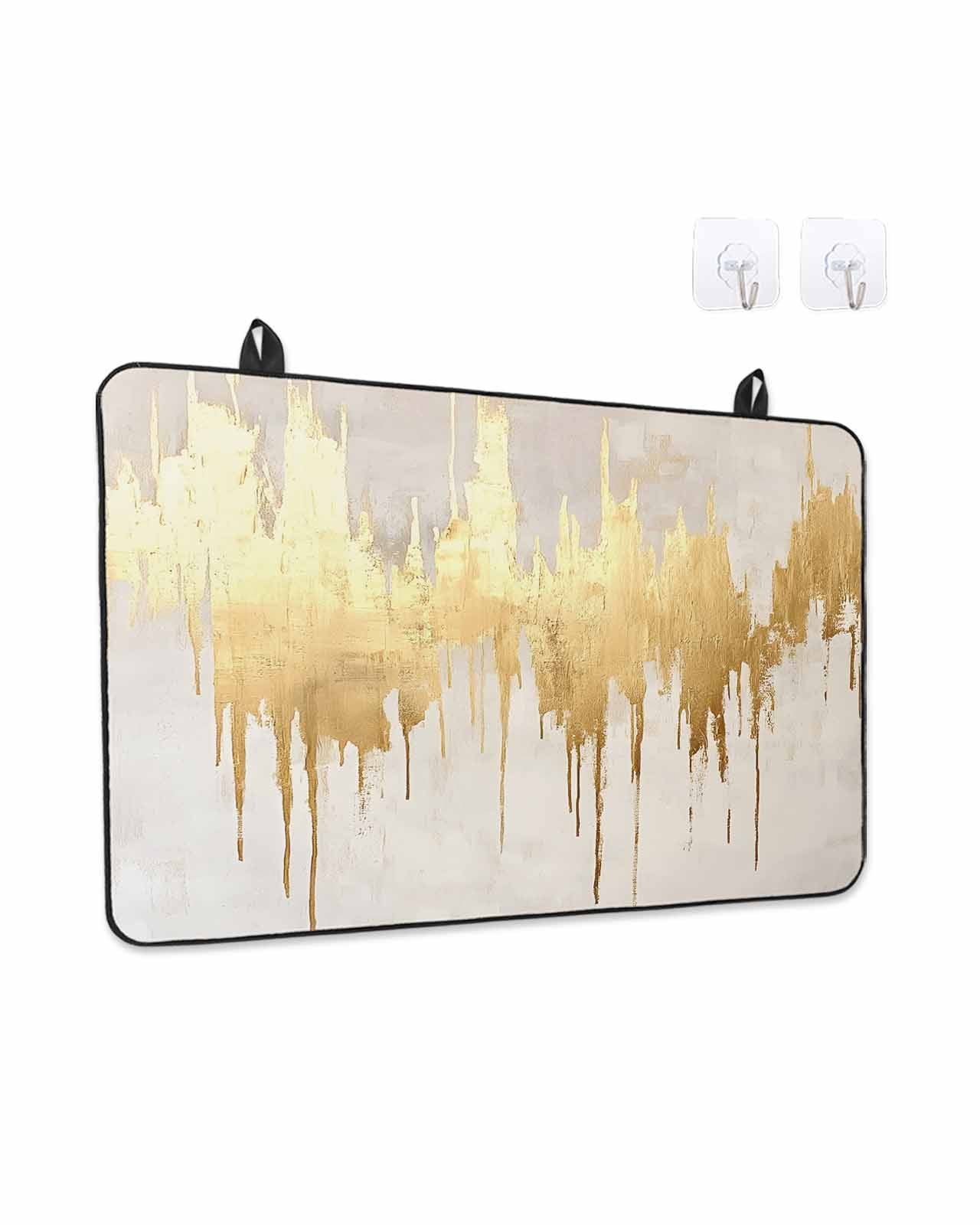 Stove Top Covers for Electric Stove, Modern Gold Glass Stovetop Cover Protector, Abstract Minimalist Grunge Art Color Block Induction Cooktop Protector Oven Mat for Kitchen Countertop 24"x21"