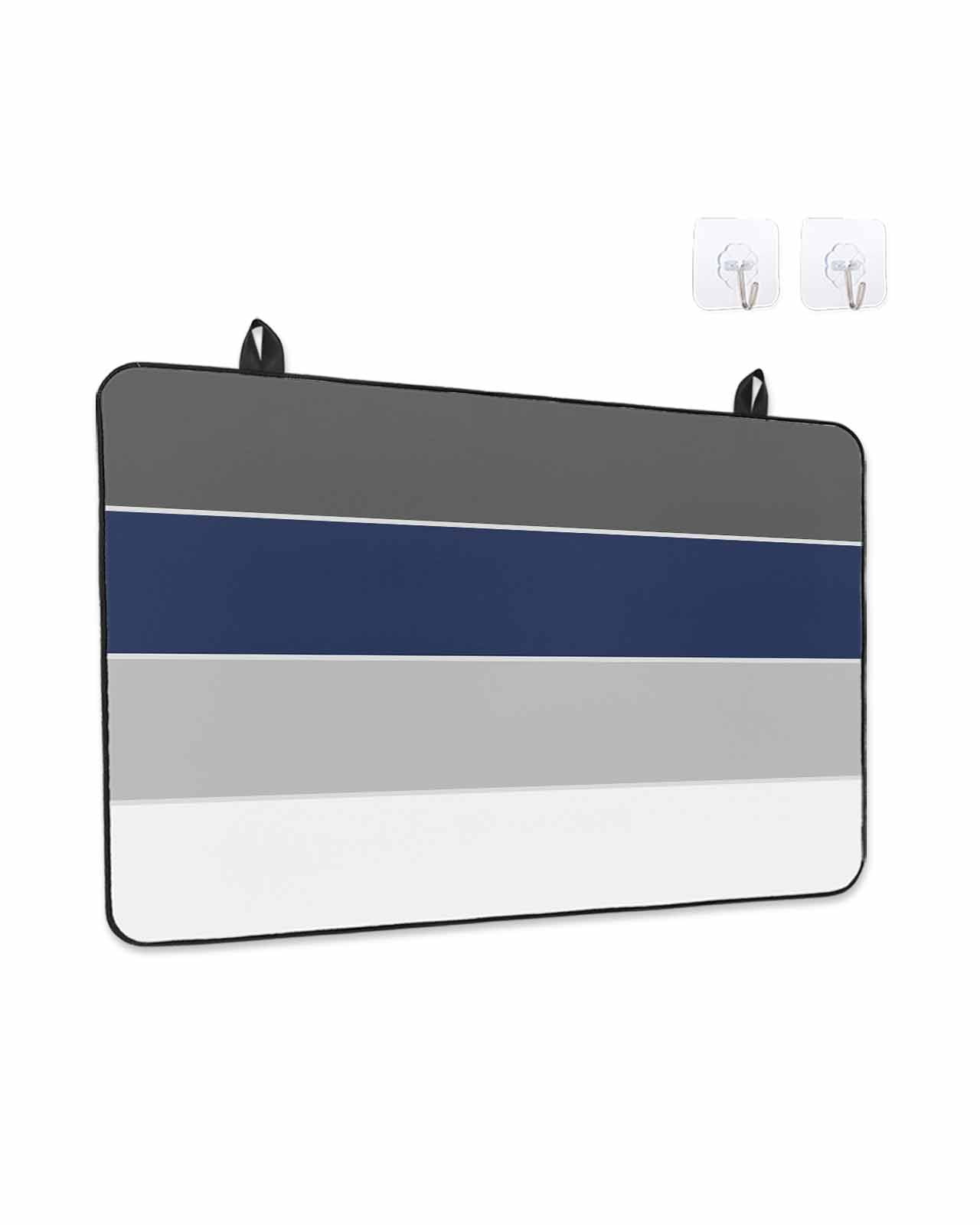 Stove Top Covers for Electric Stove, Navy Blue Grey Striped Glass Stovetop Cover Protector, Farmhouse Modern Induction Cooktop Protector Oven Mat for Kitchen Countertop 36"x21"