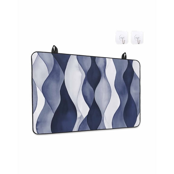 Stove Top Covers for Electric Stove, Navy Blue Kitchen Glass Ceramic Electric Cooktop Covers 24"x21", Modern Moire Abstract Ripple Geometric HeatResistant Oven/Countertop/Dishwasher/Sink Protector